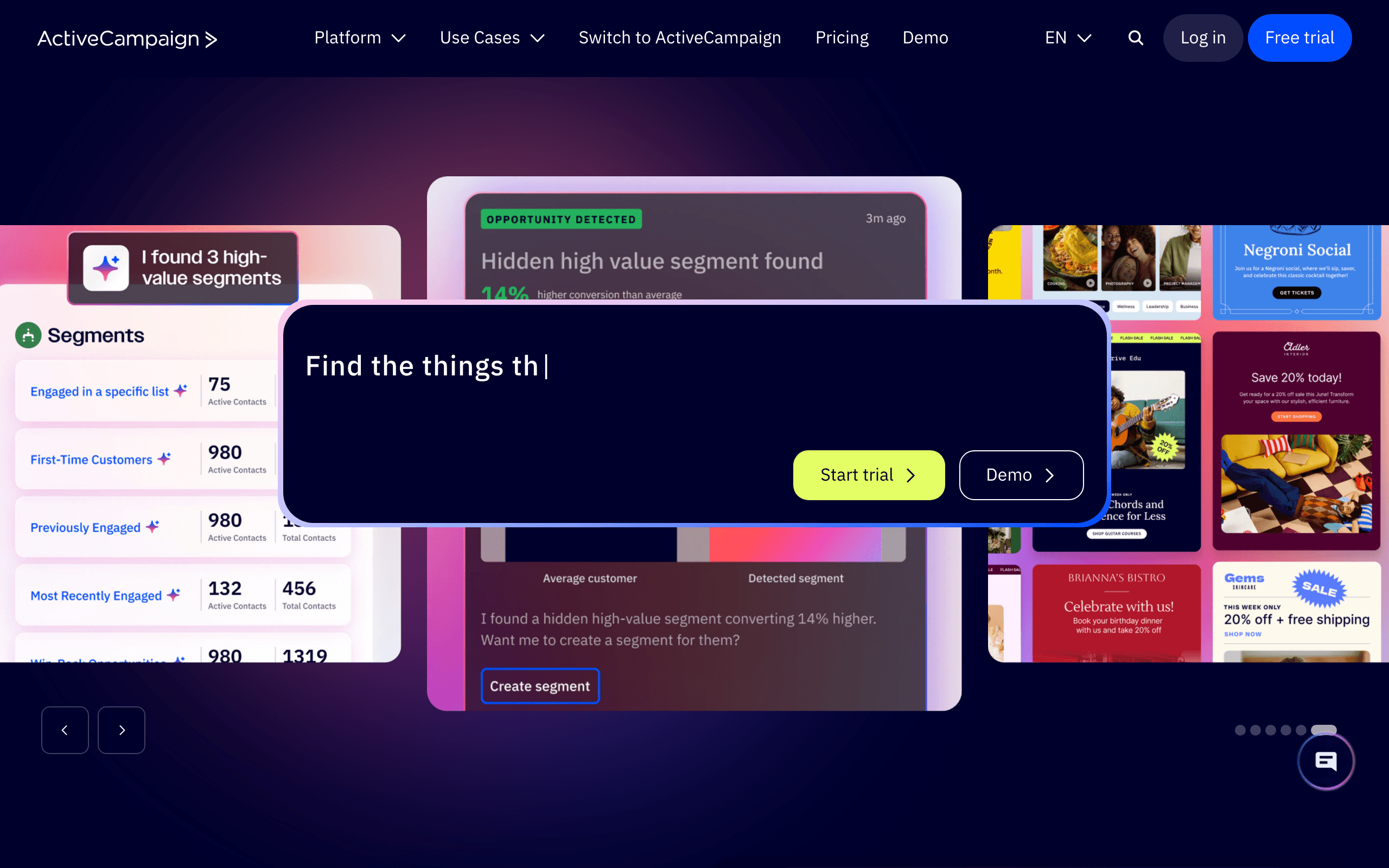 ActiveCampaign landing page screenshot