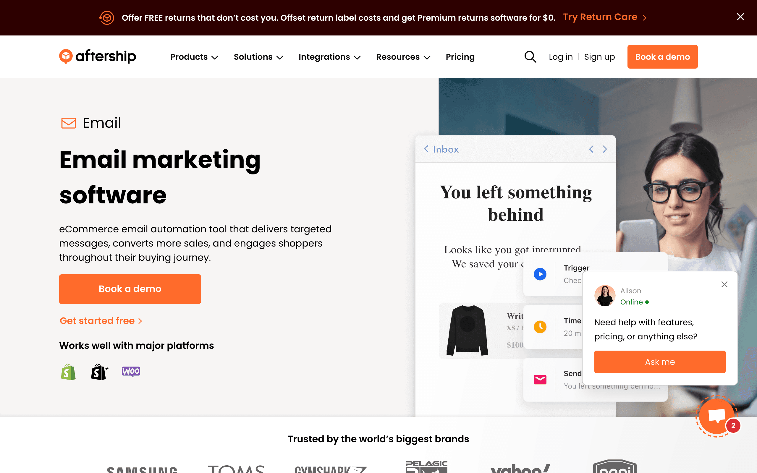 Automizely landing page screenshot