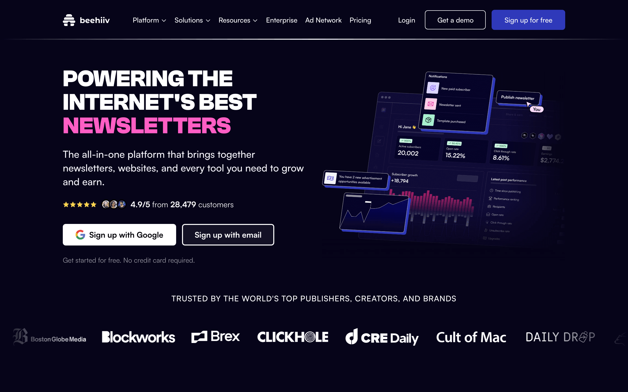 Beehiiv dashboard screenshot
