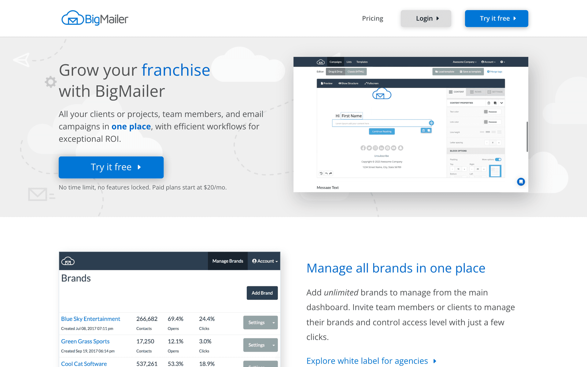 BigMailer dashboard screenshot