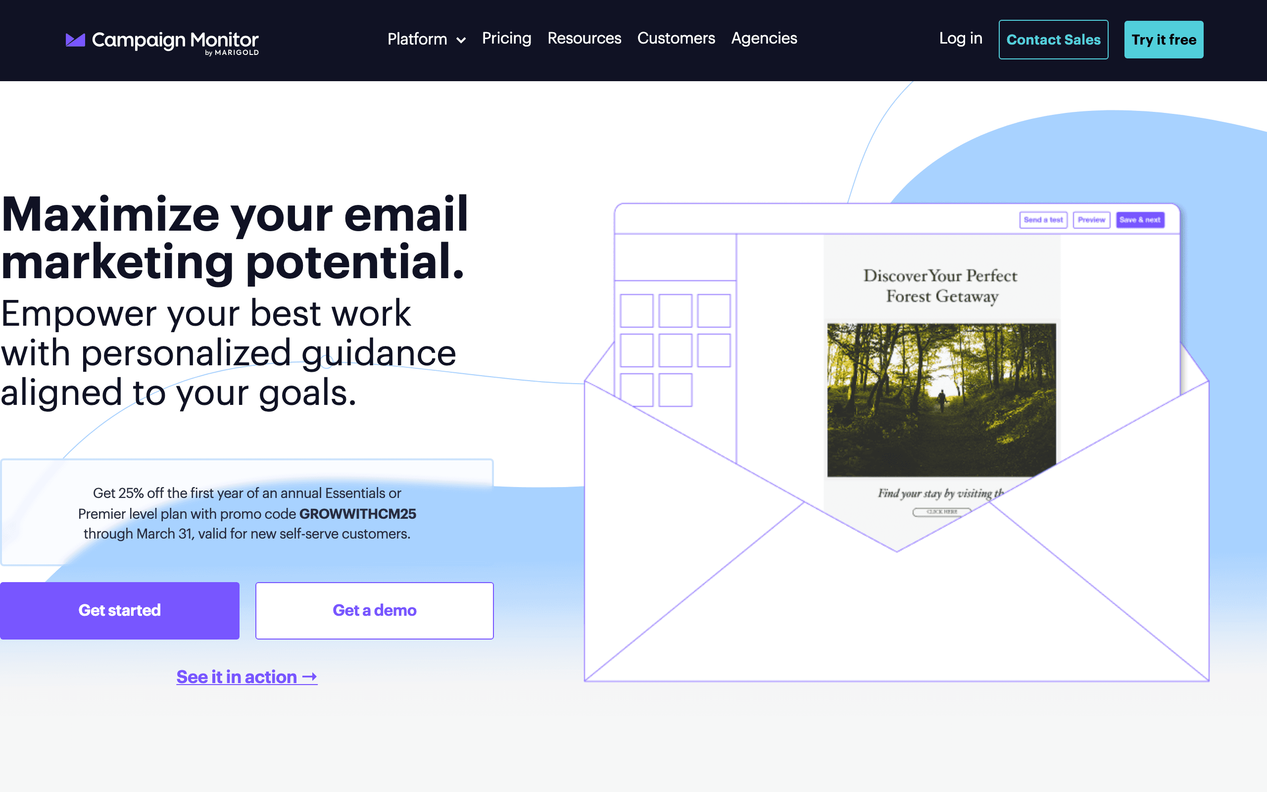 Campaign Monitor landing page screenshot