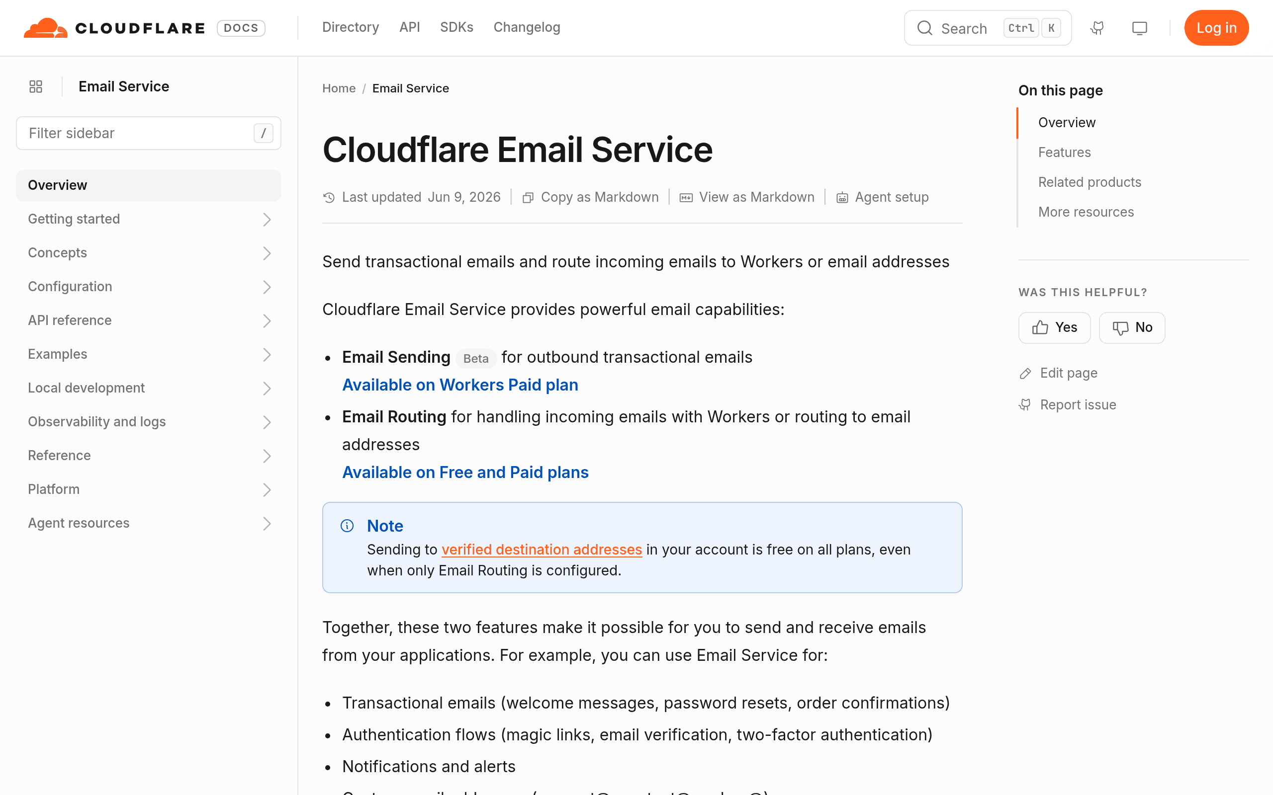 Cloudflare Email dashboard screenshot