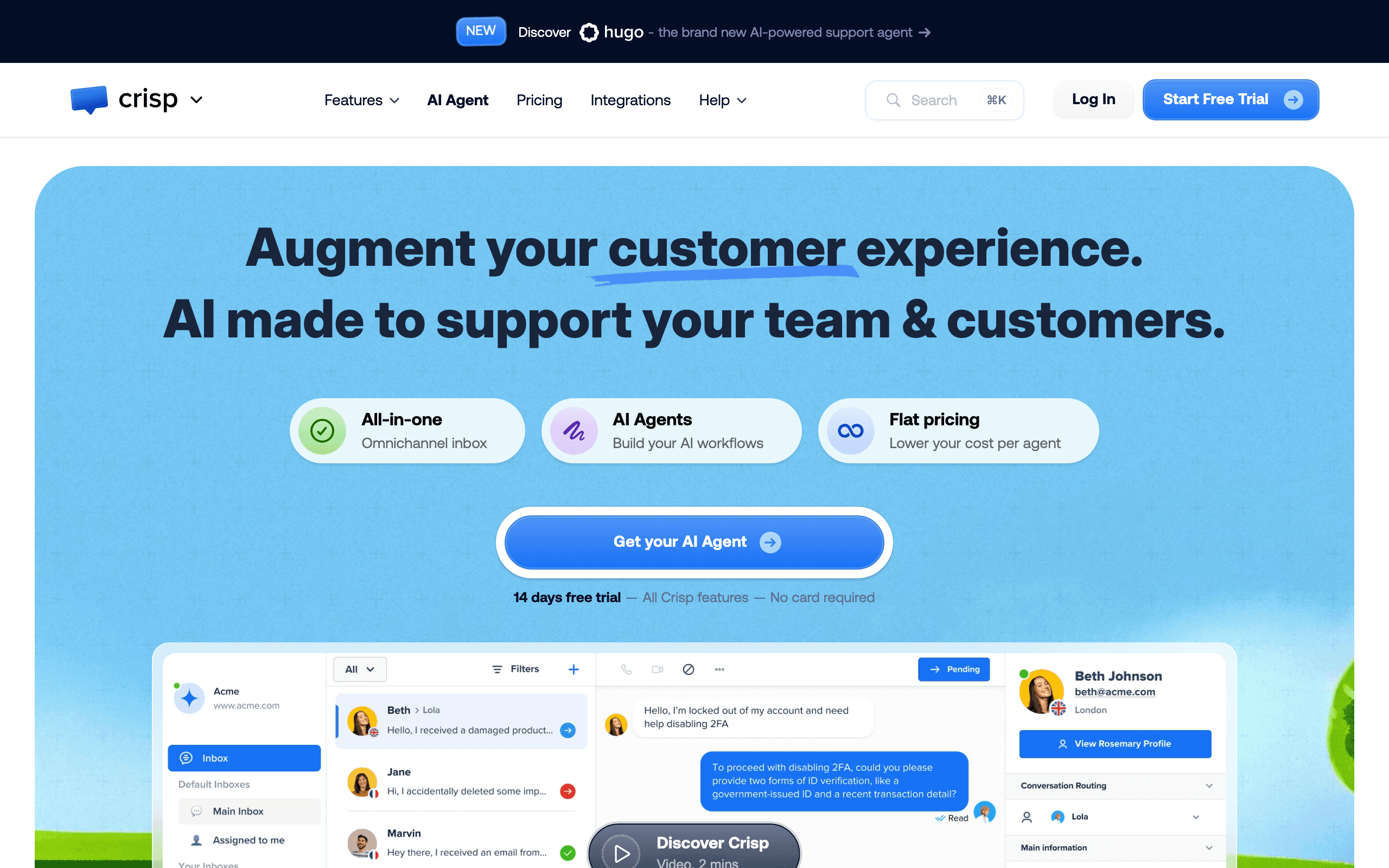 Crisp landing page screenshot