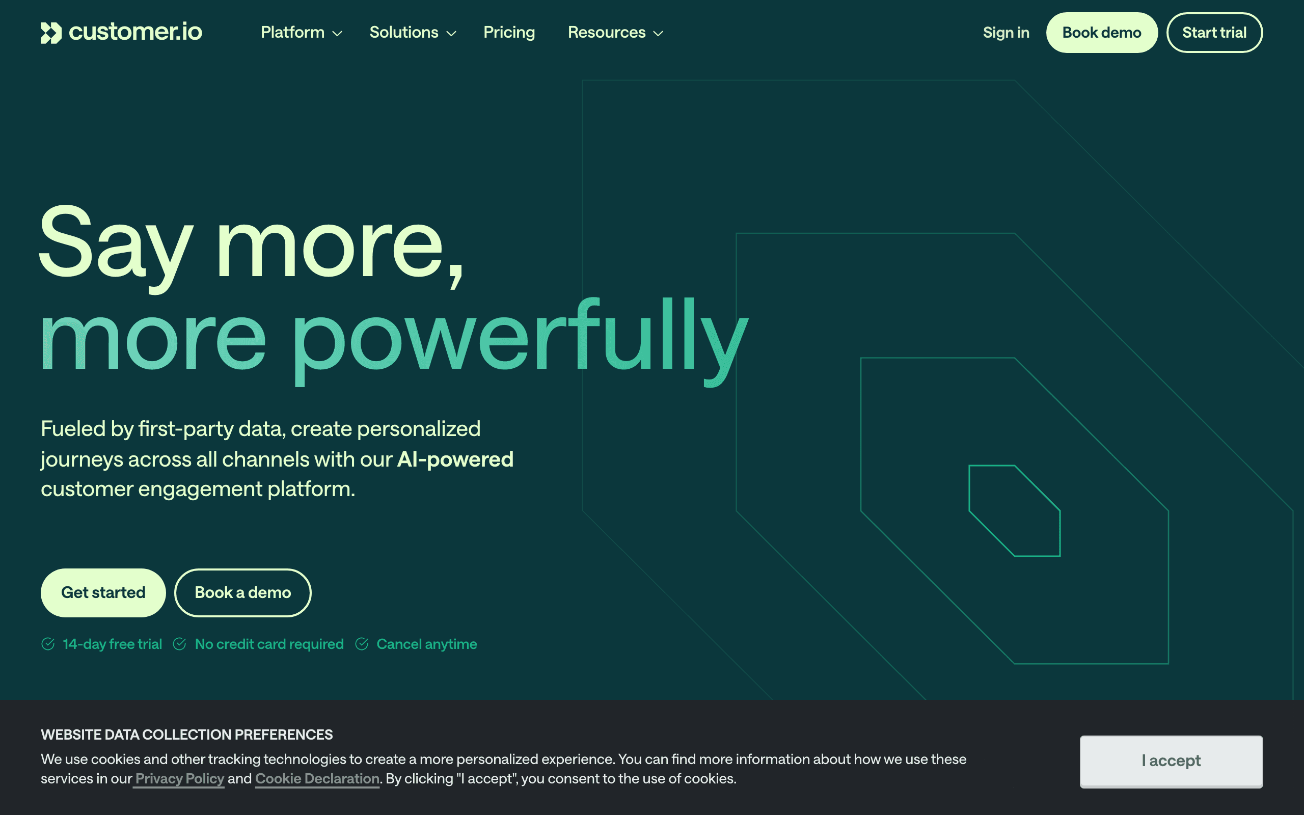 Customer.io landing page screenshot