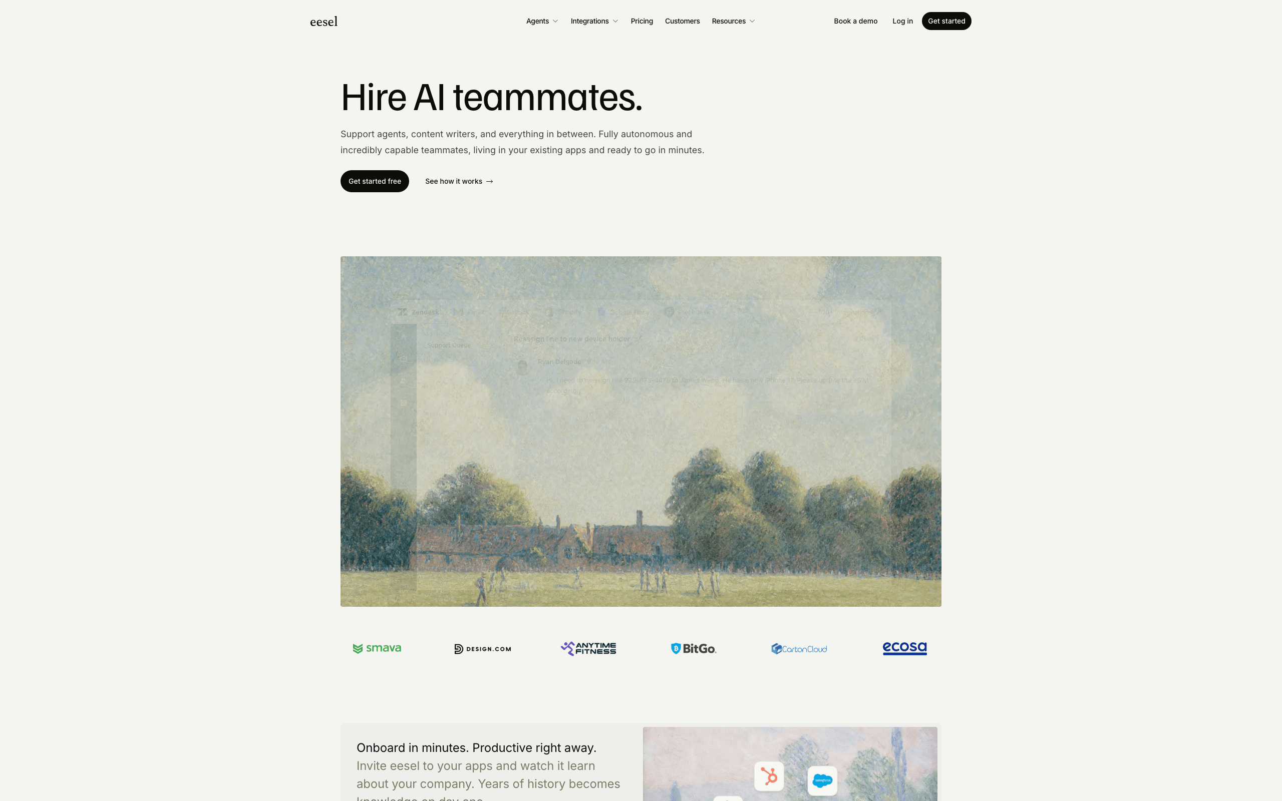 eesel AI landing page screenshot