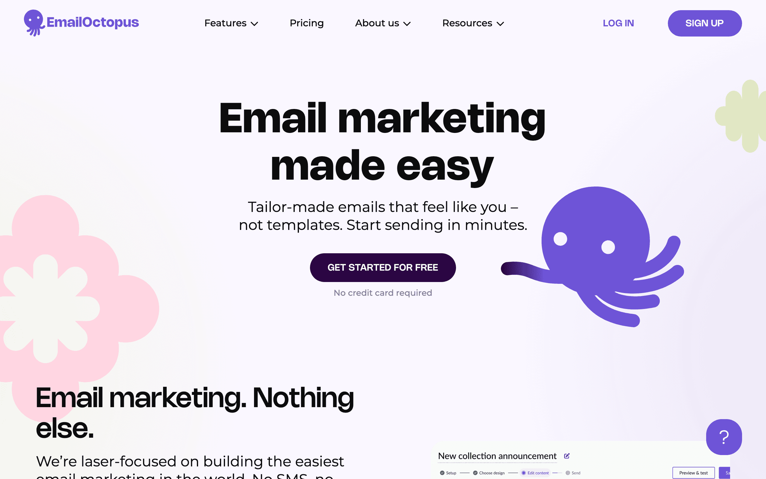 EmailOctopus landing page screenshot