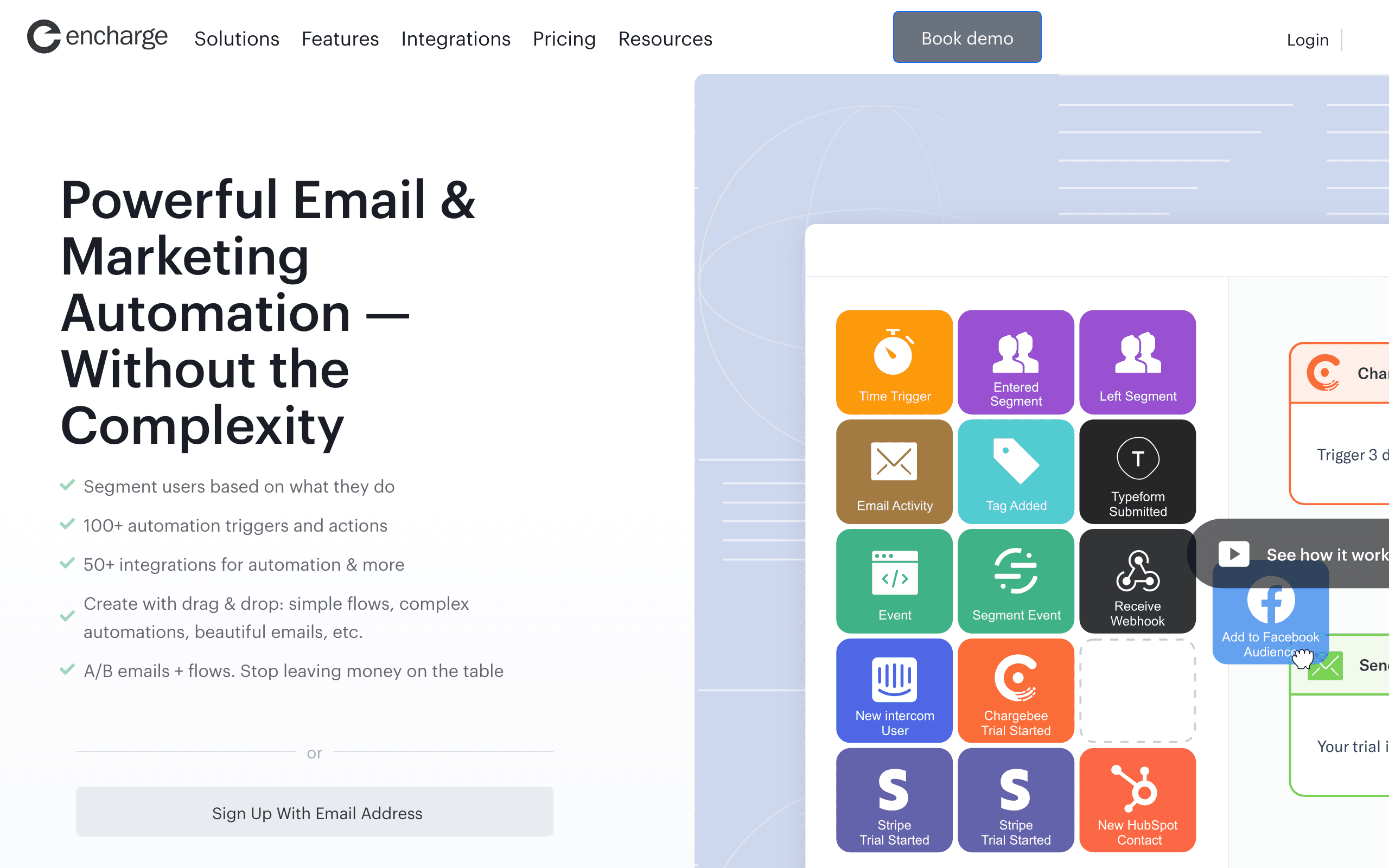Encharge landing page screenshot