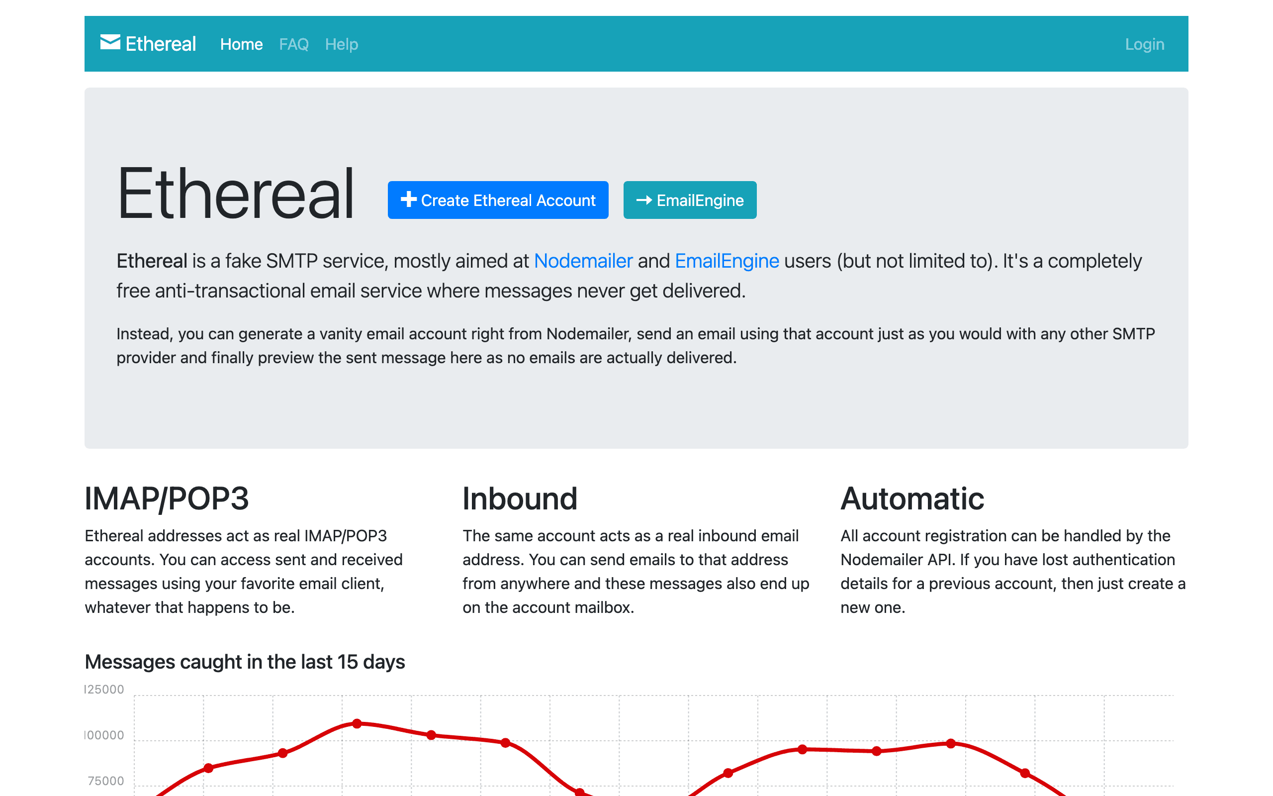 Ethereal landing page screenshot