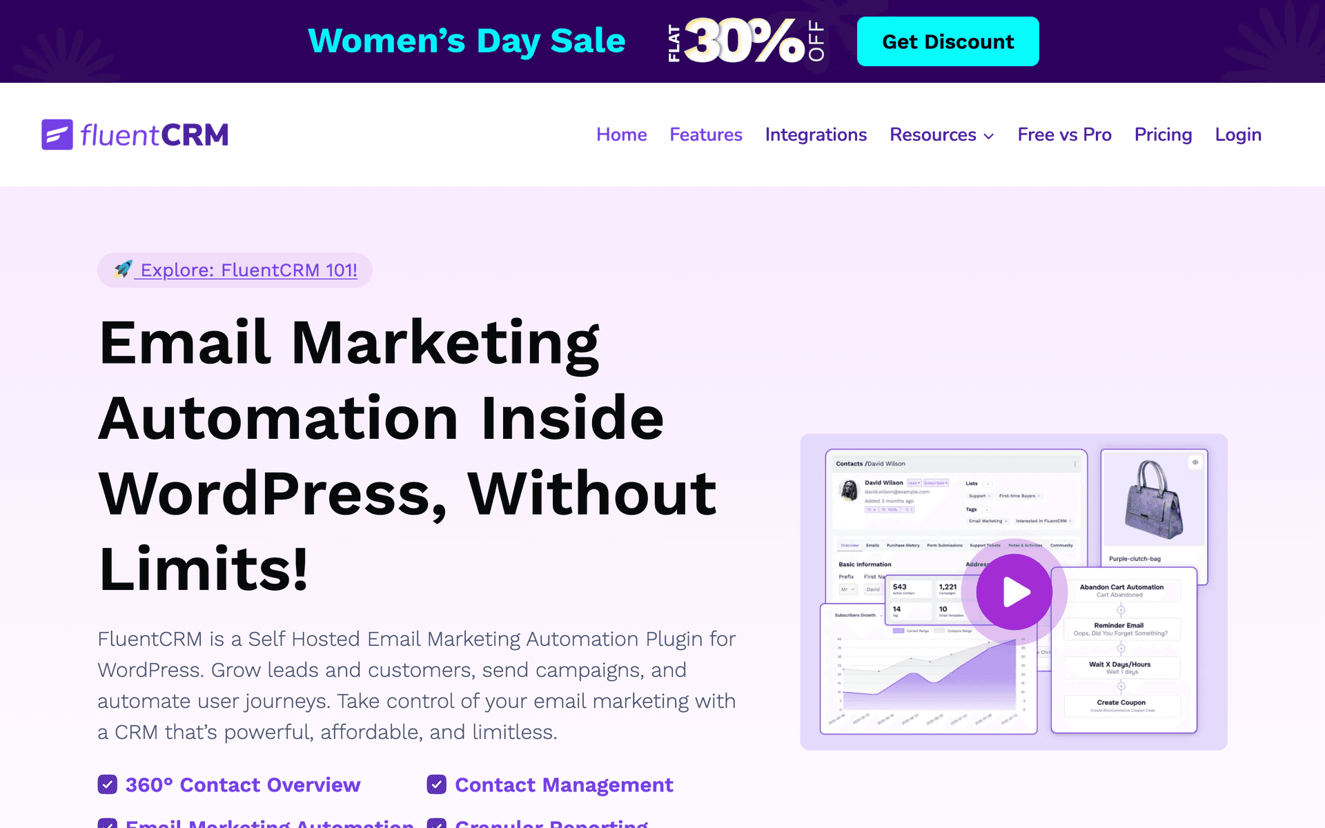 FluentCRM dashboard screenshot