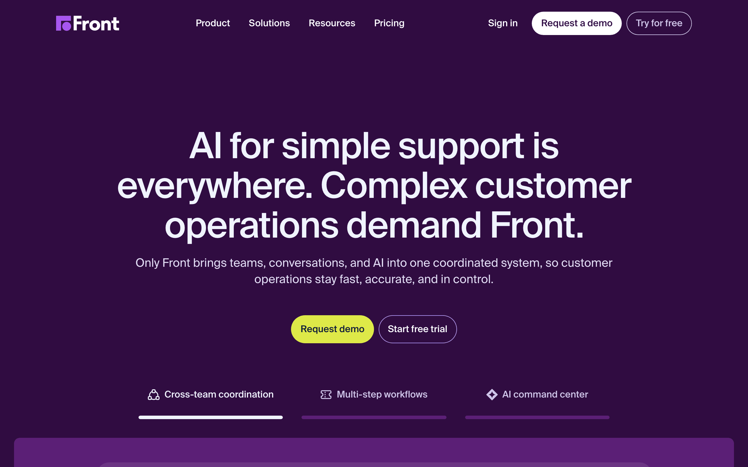 Front landing page screenshot