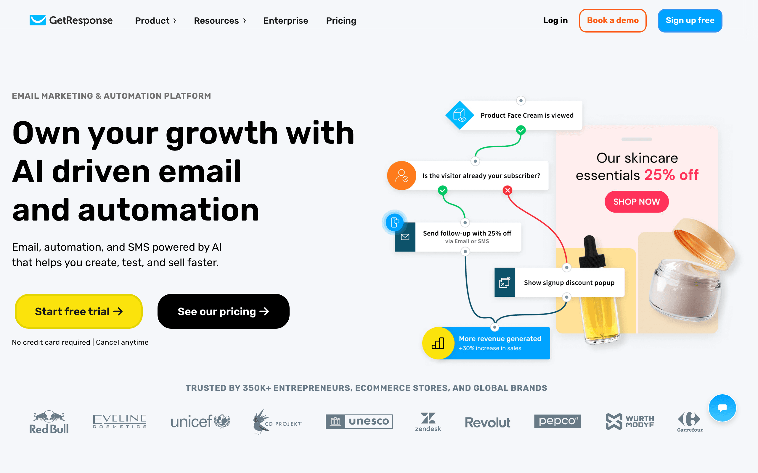 GetResponse landing page screenshot