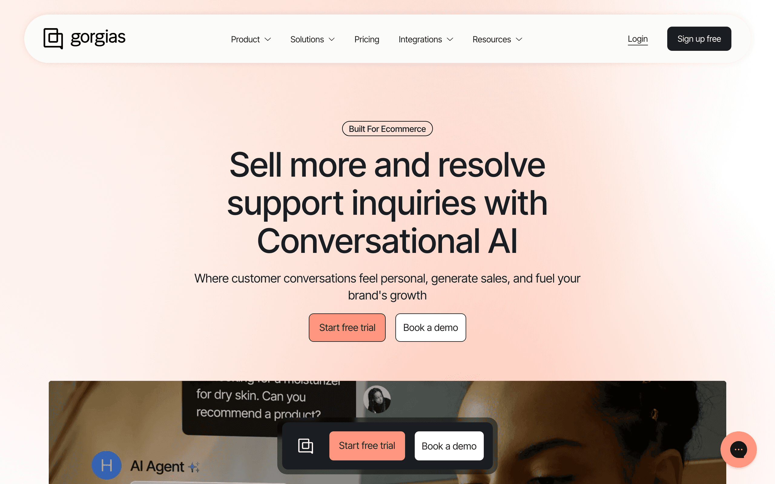 Gorgias landing page screenshot