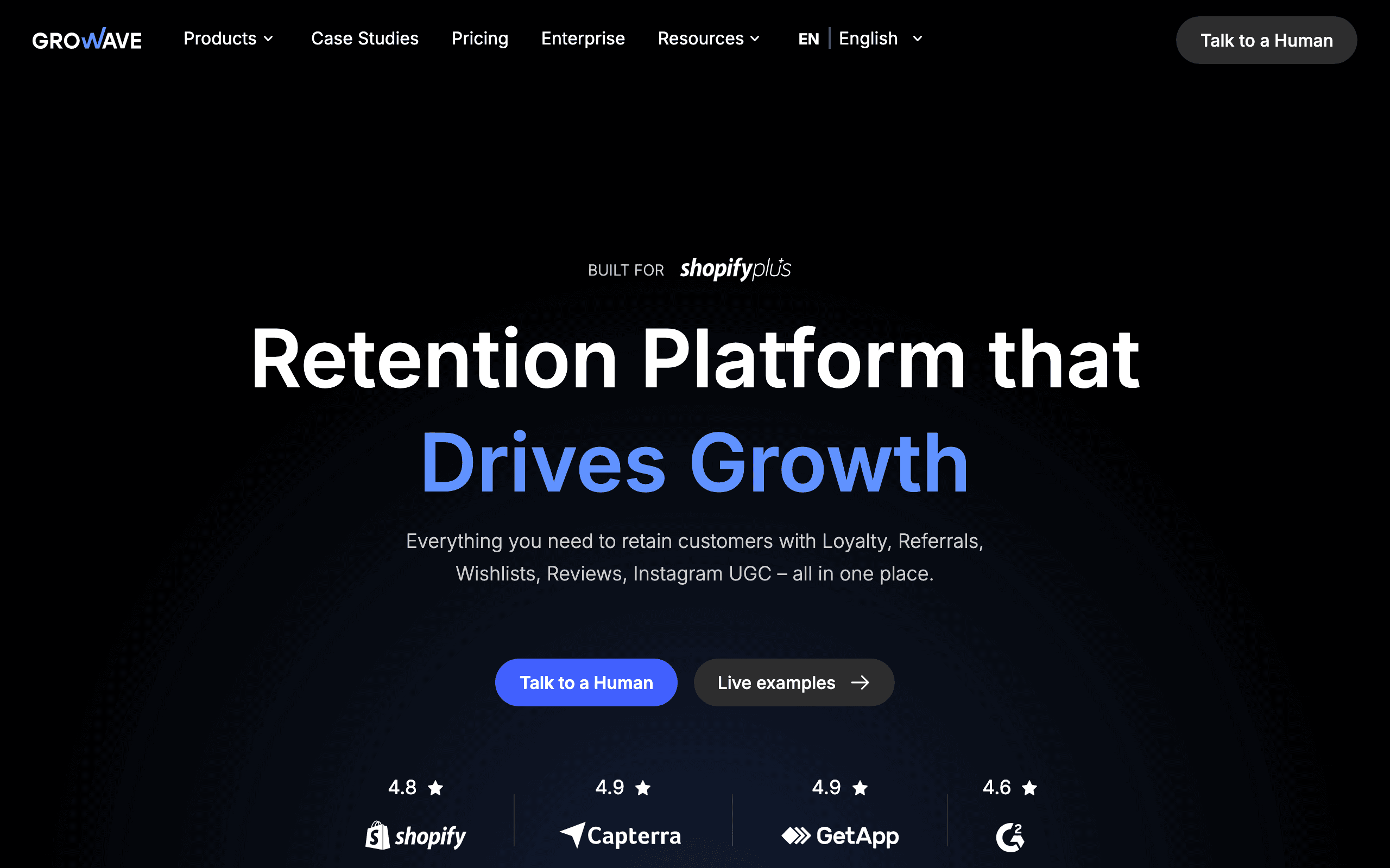 Growave landing page screenshot