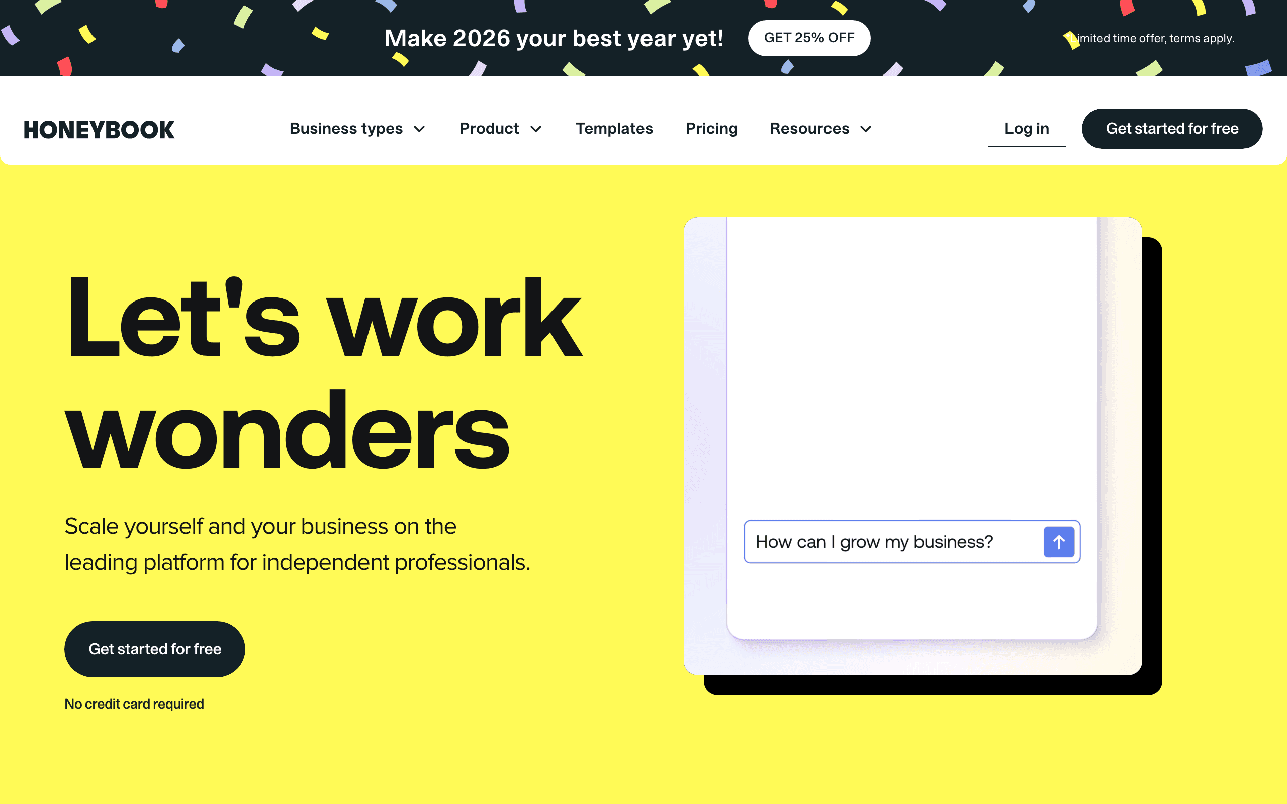 Honeybook landing page screenshot