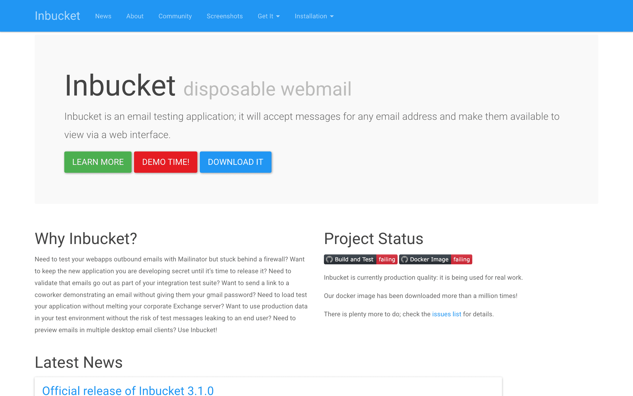 Inbucket screenshot
