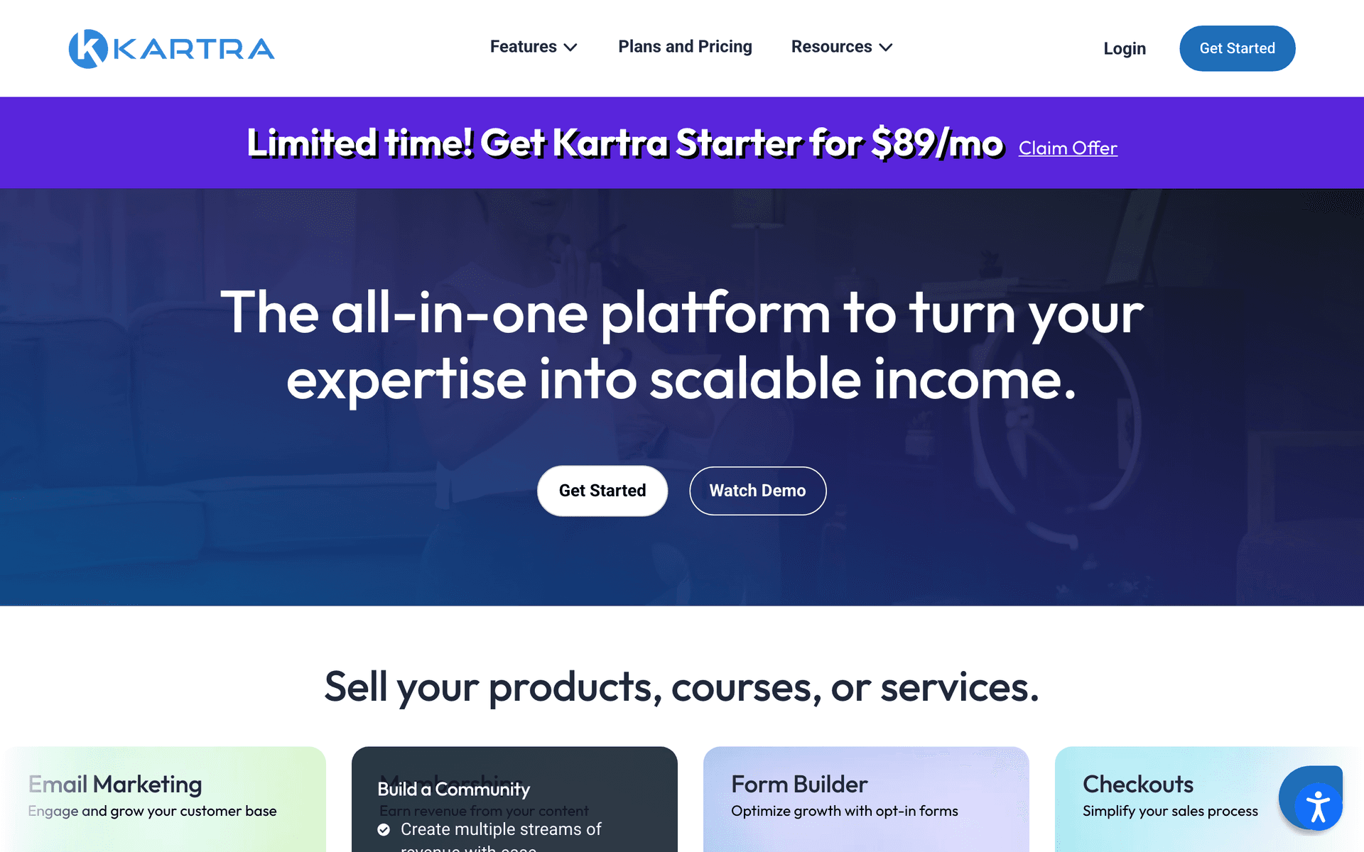 Kartra dashboard screenshot