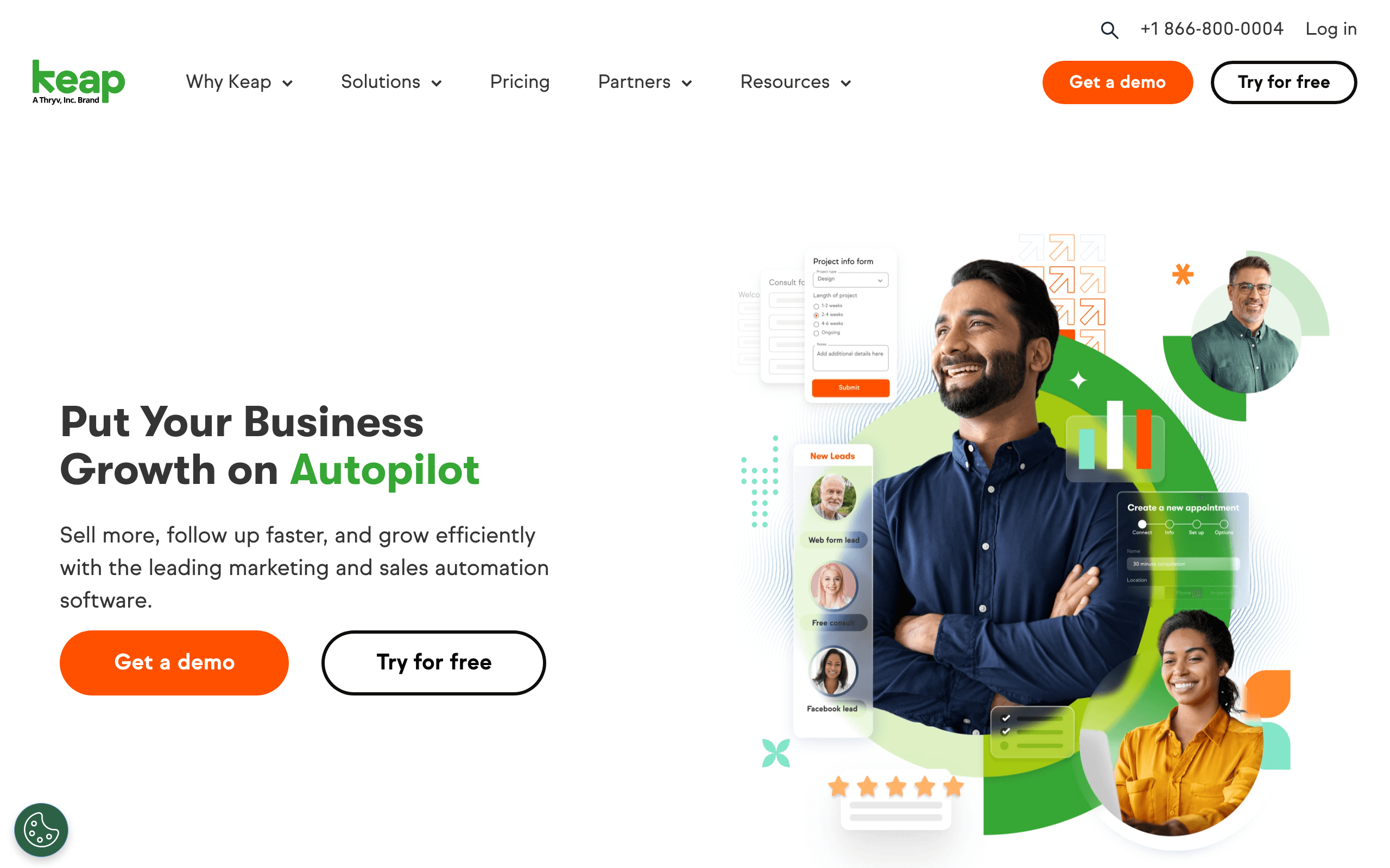 Keap landing page screenshot