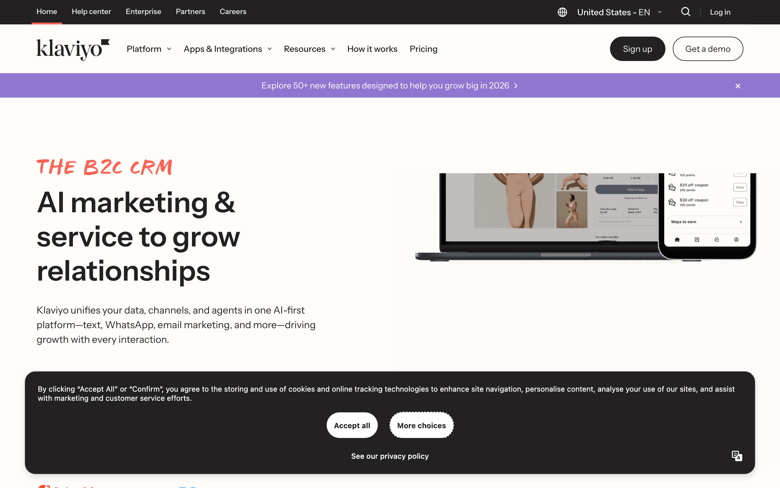 Klaviyo landing page screenshot