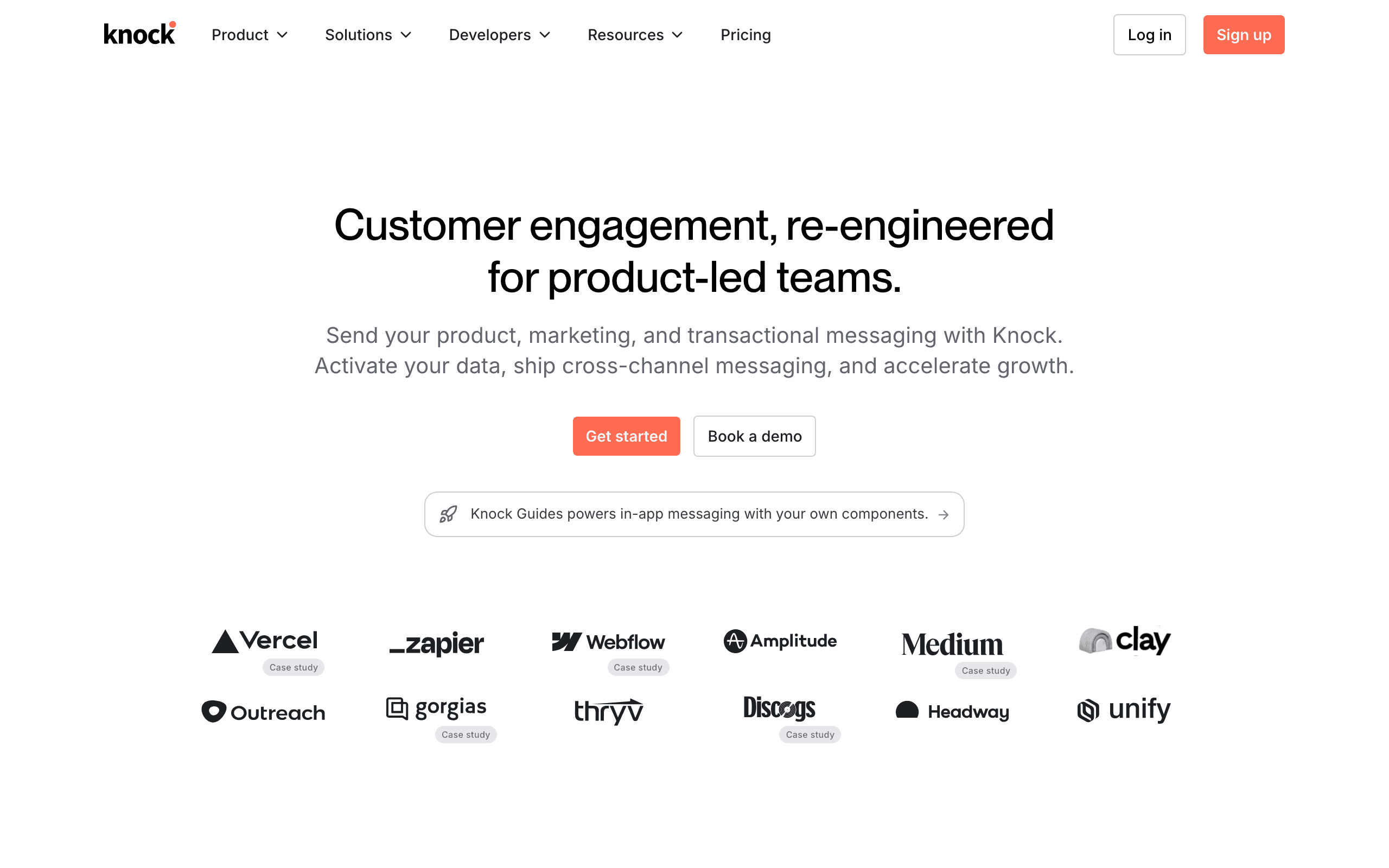 Knock landing page screenshot