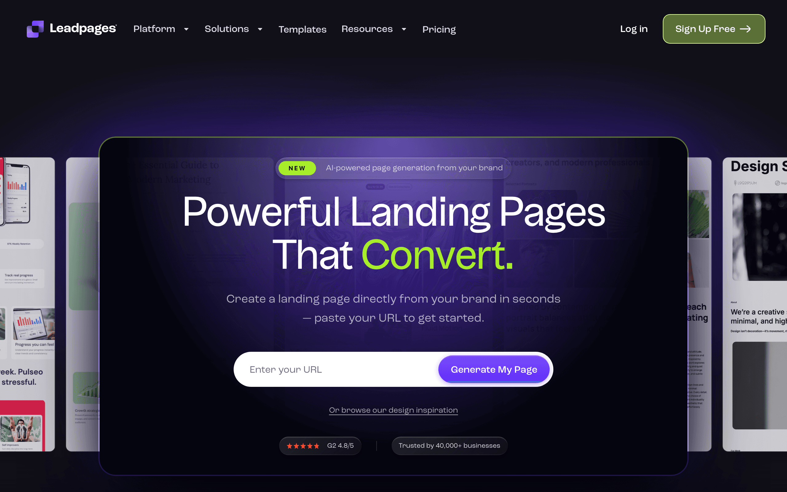 Leadpages landing page screenshot