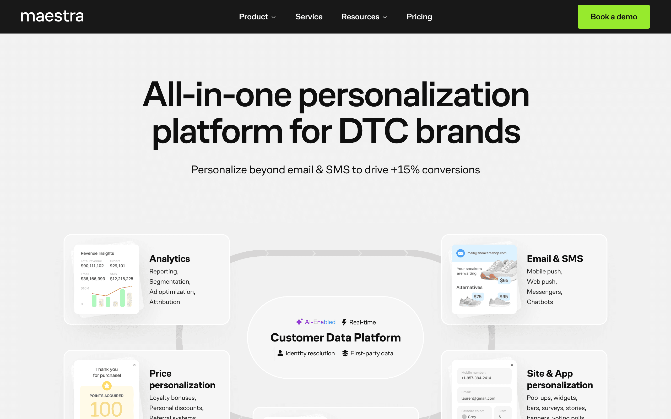 Maestra landing page screenshot