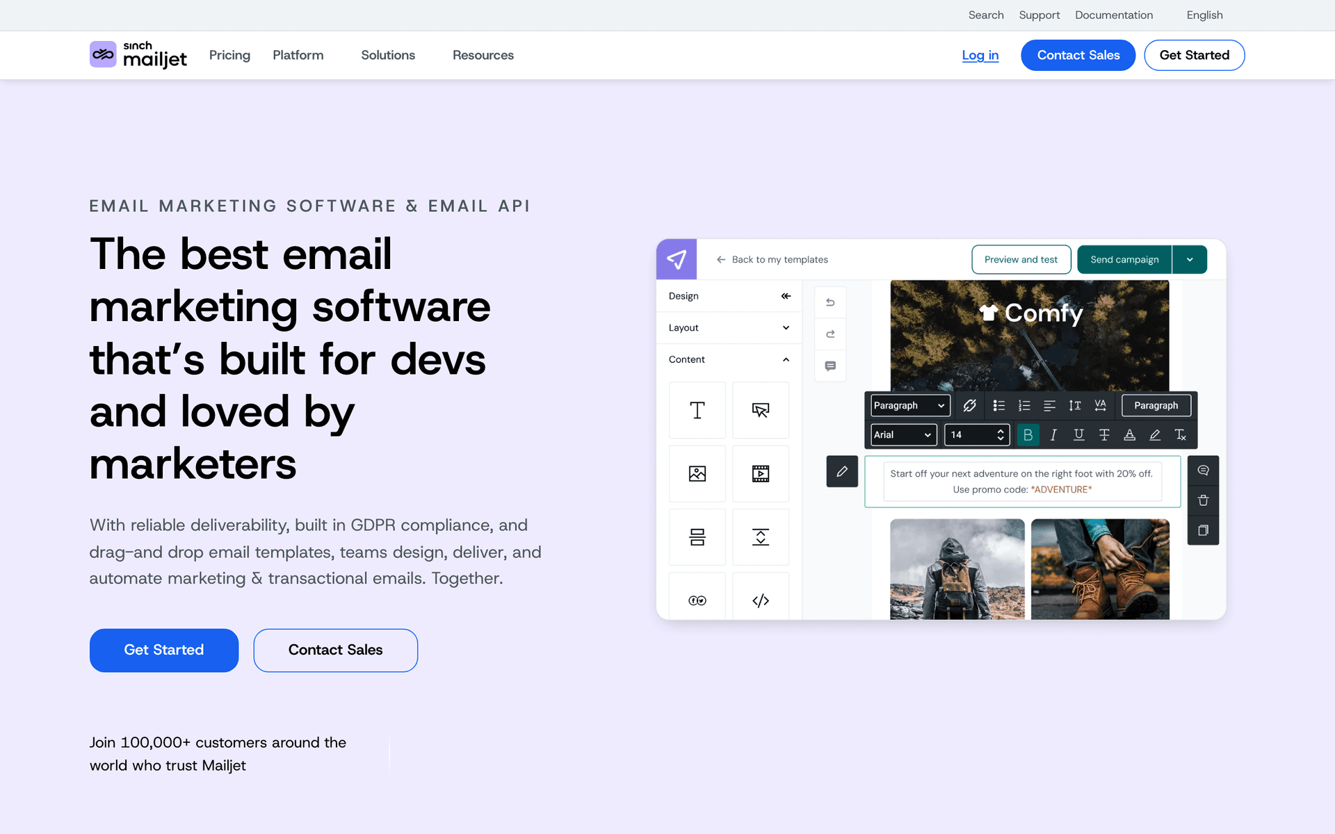 Mailjet dashboard screenshot