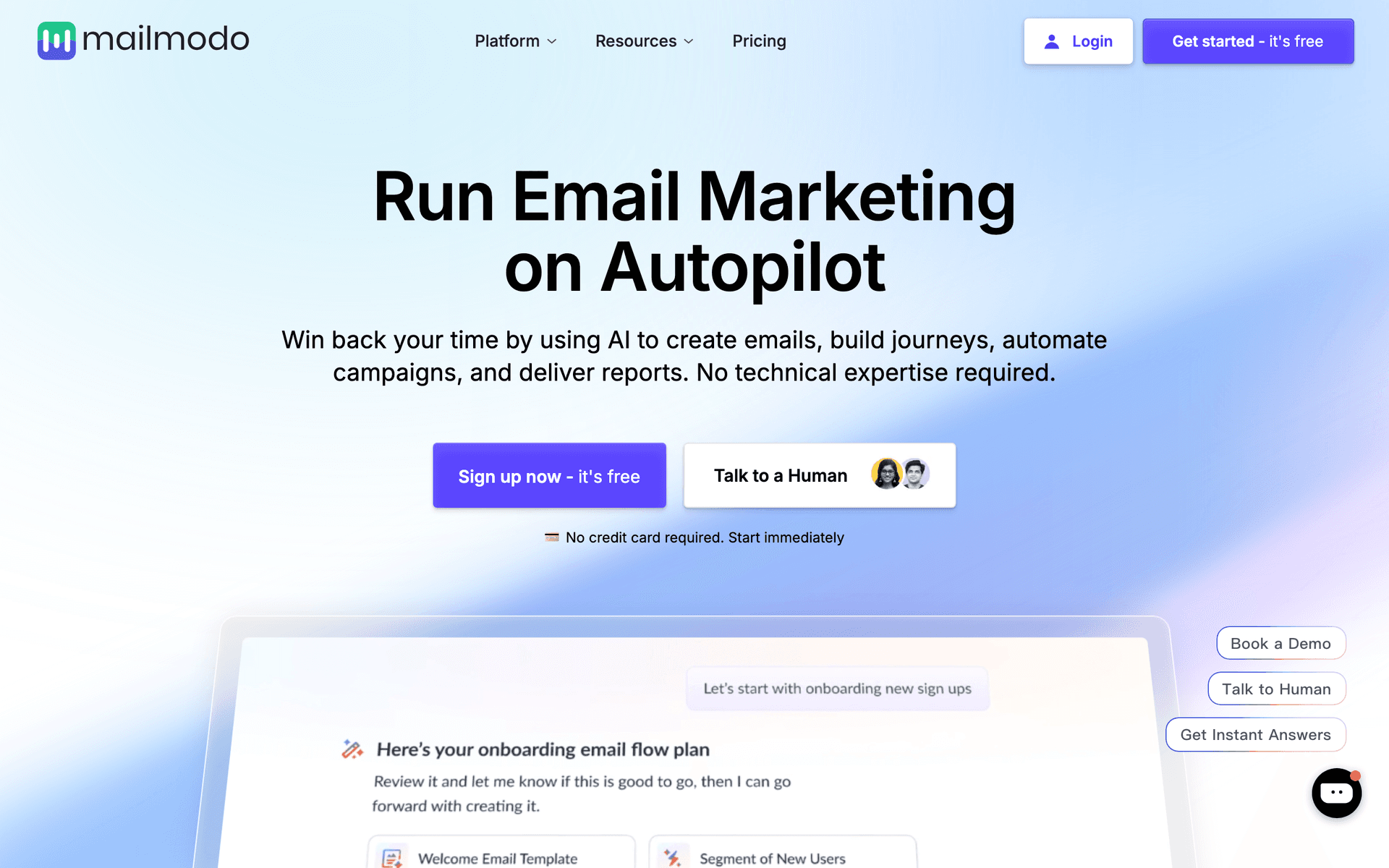Mailmodo dashboard screenshot