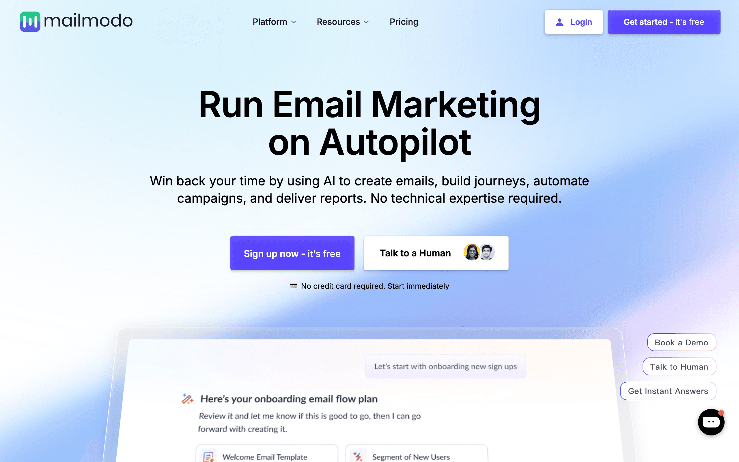 Mailmodo landing page screenshot