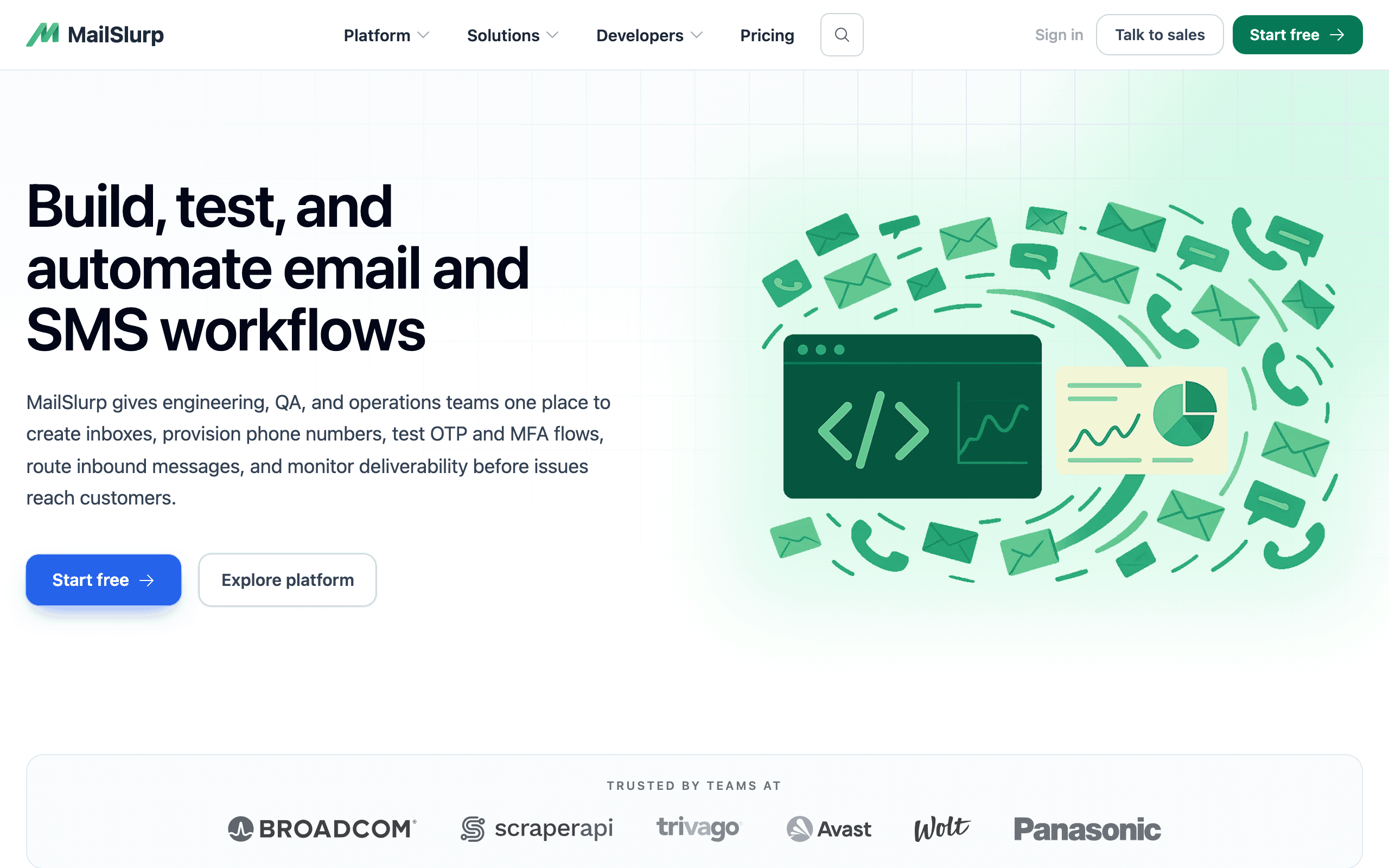 MailSlurp landing page screenshot