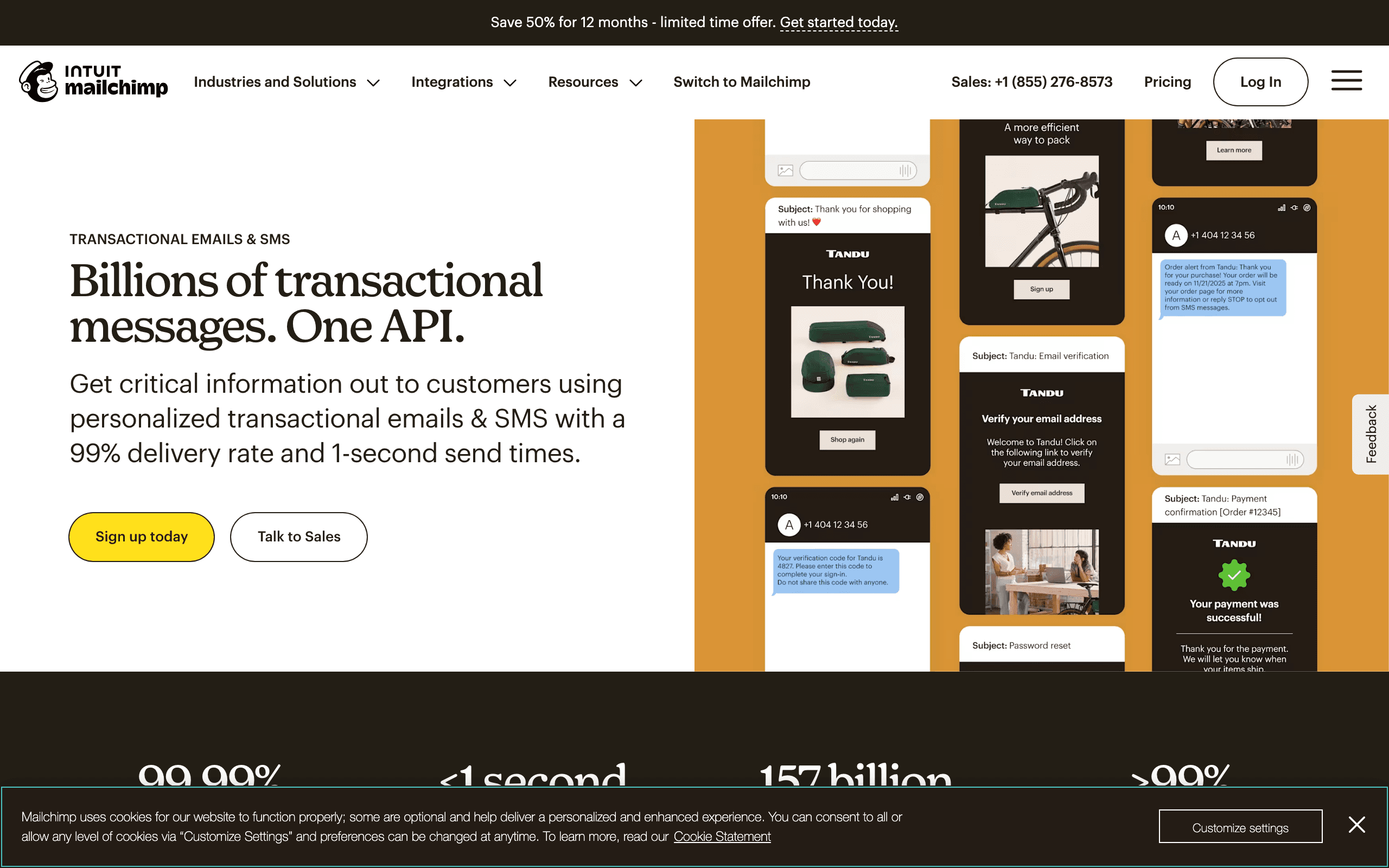 Mailchimp Transactional landing page screenshot