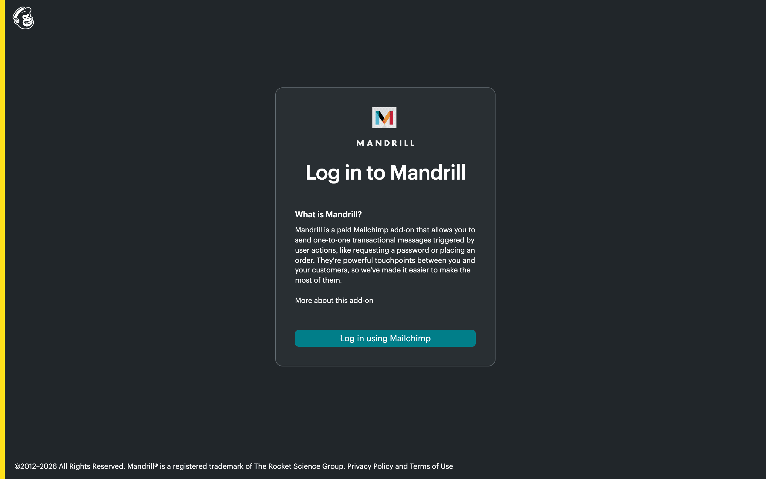 Mandrill dashboard screenshot