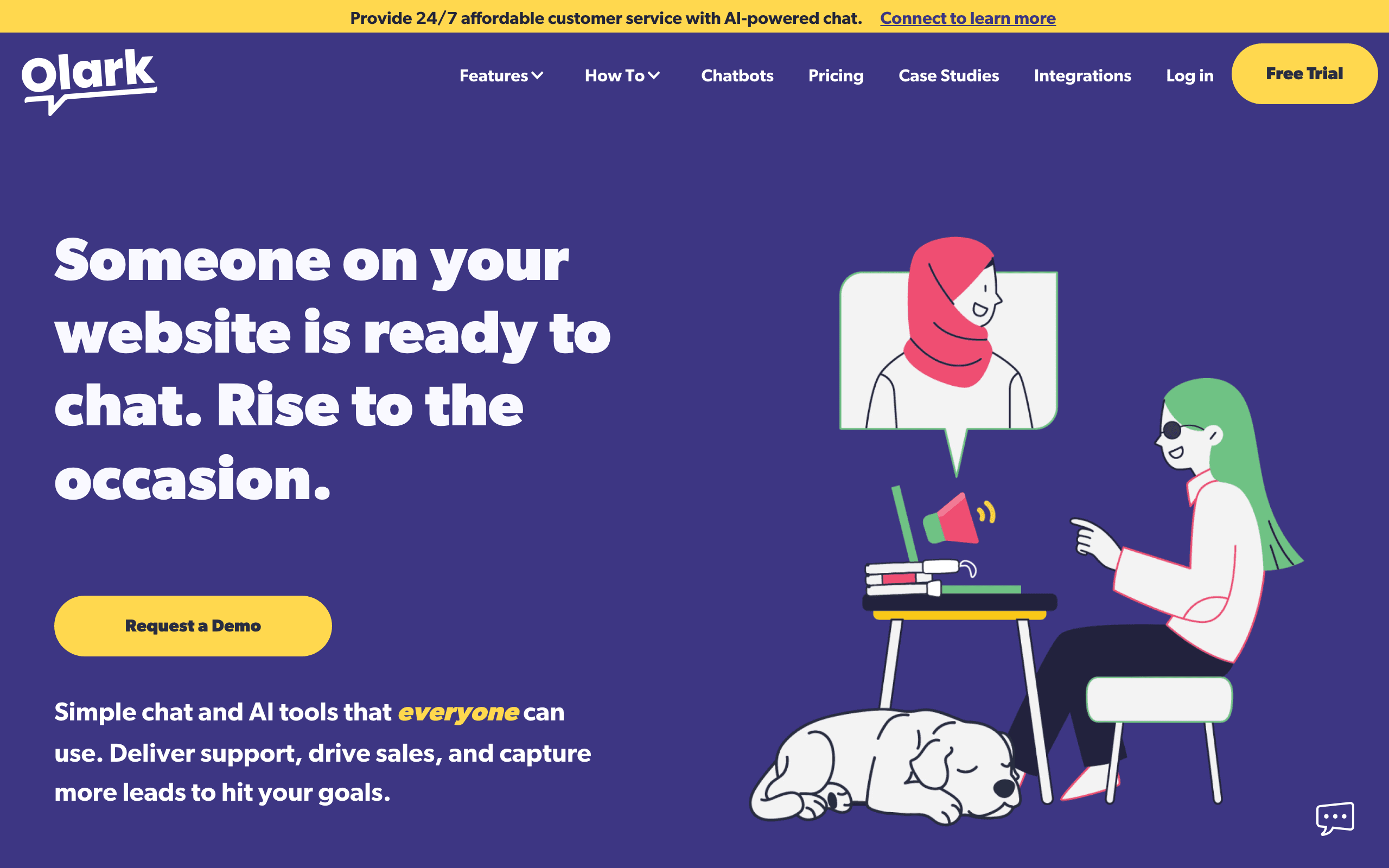 Olark landing page screenshot