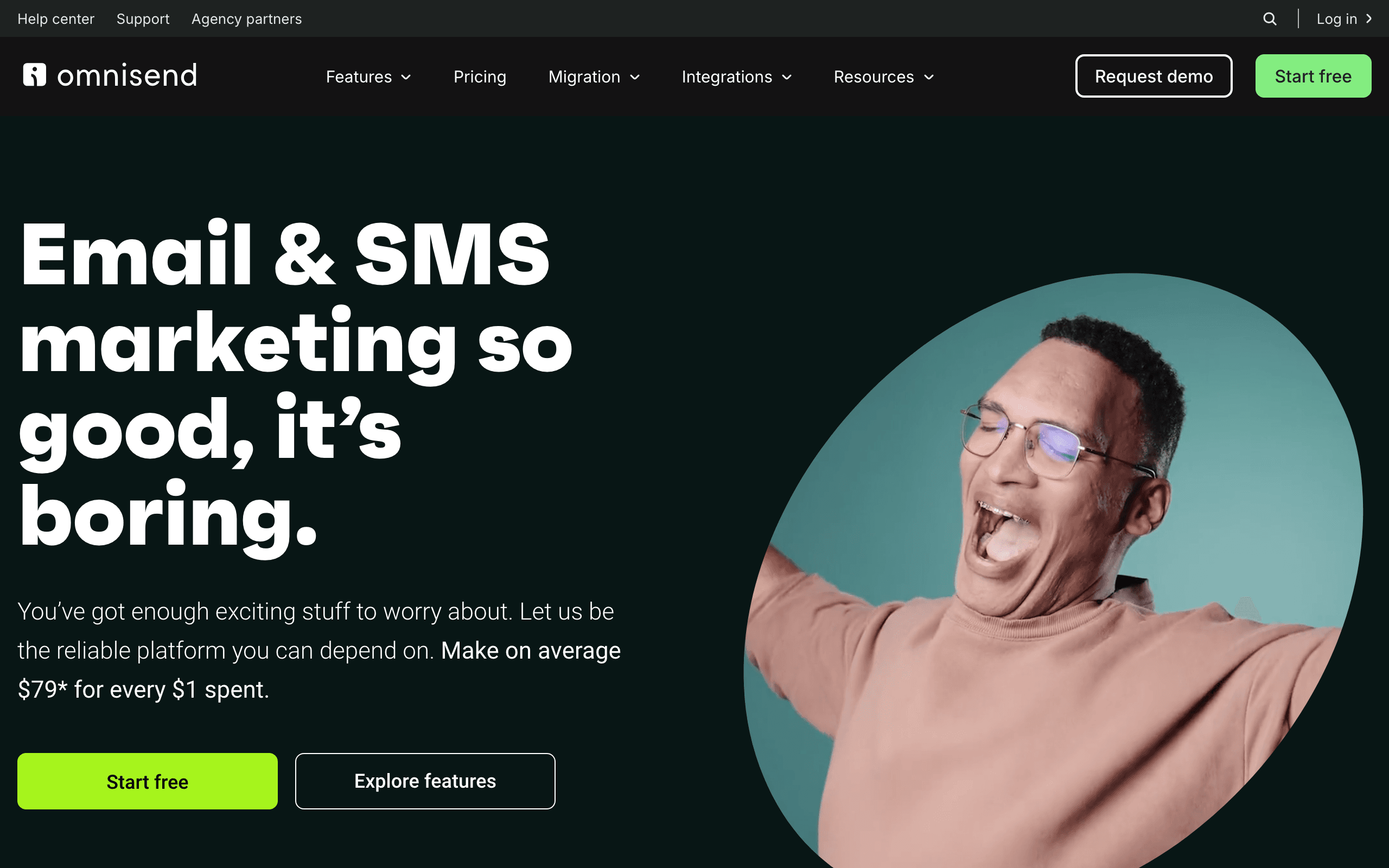 Omnisend landing page screenshot