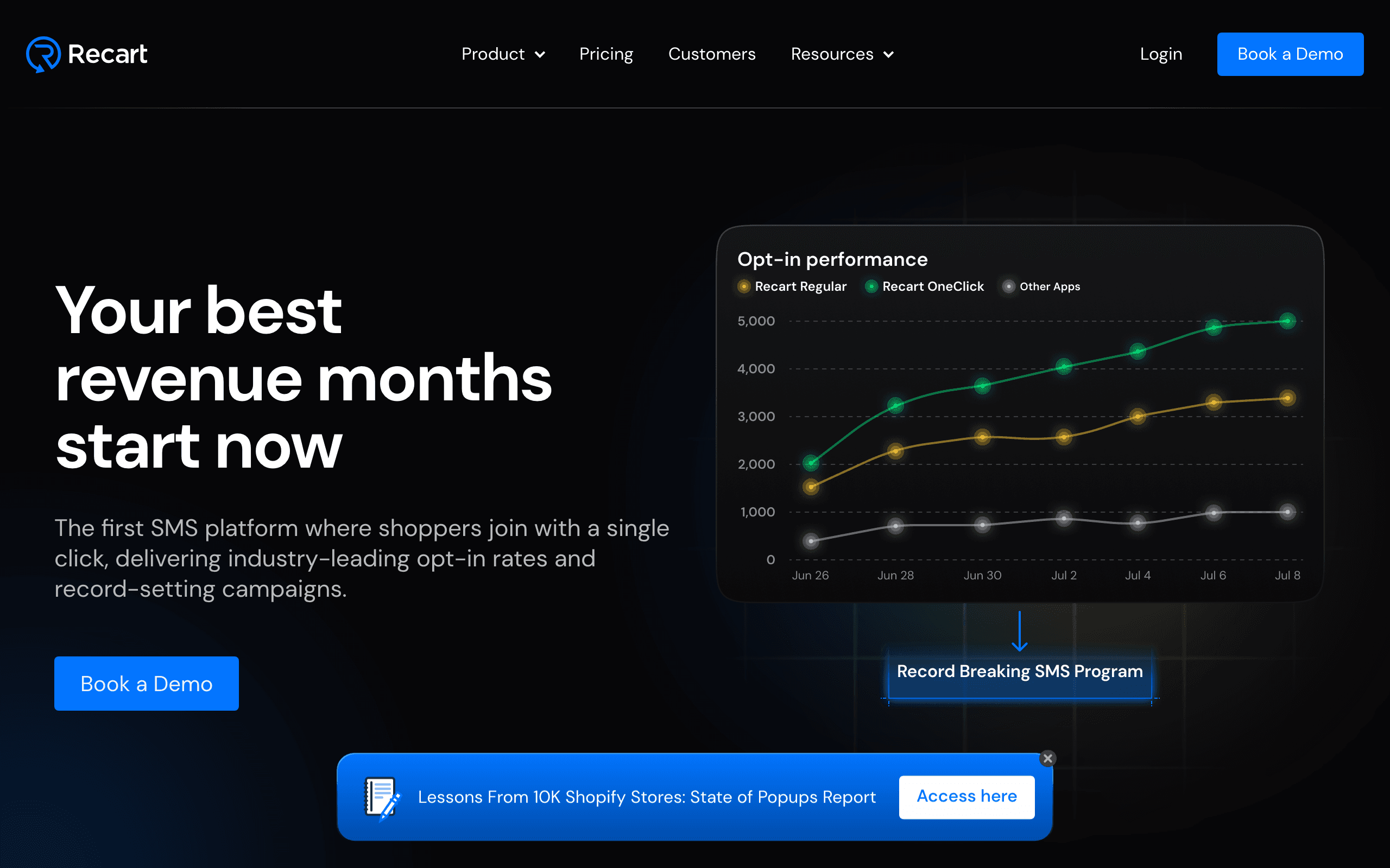 Recart landing page screenshot