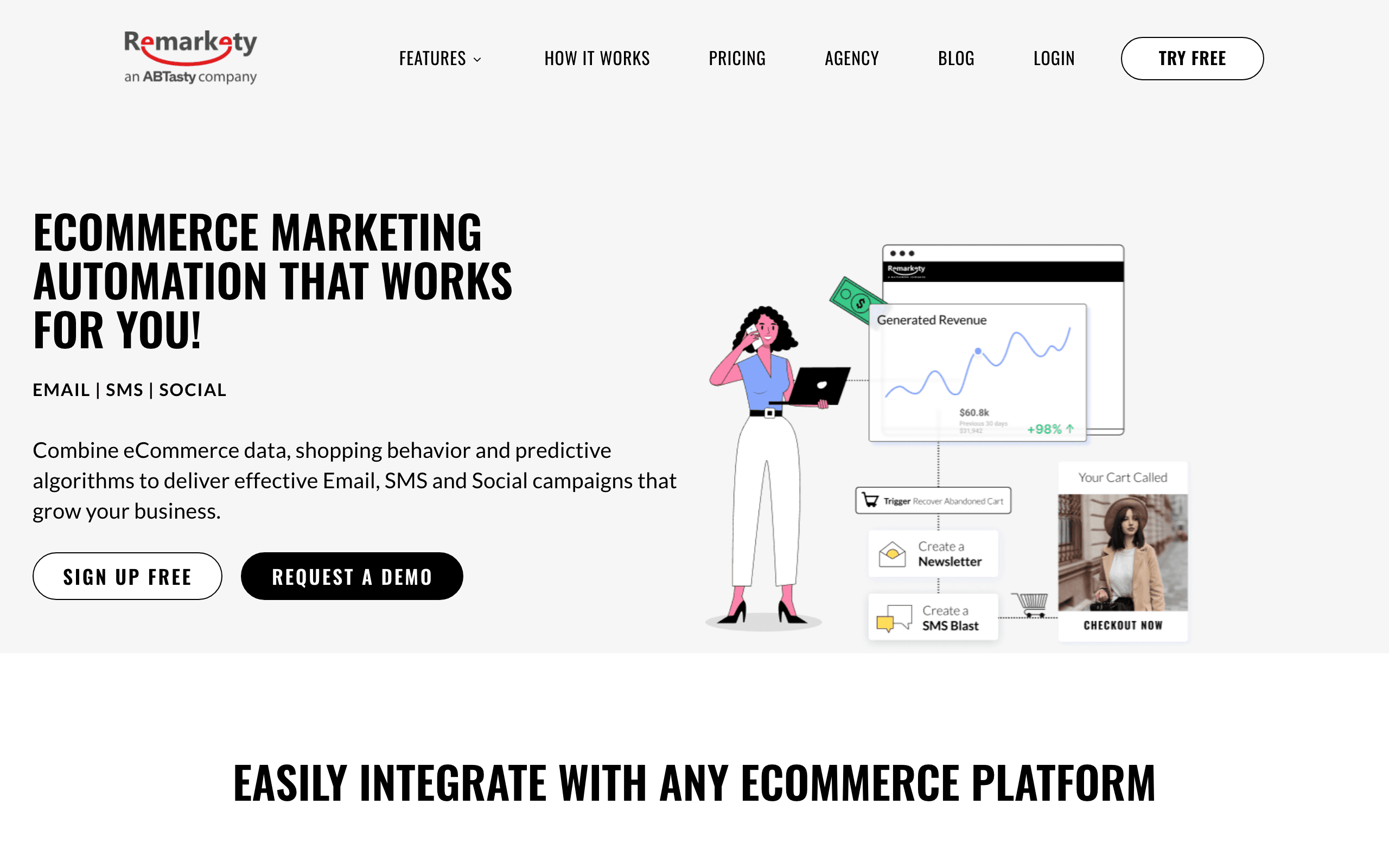 Remarkety landing page screenshot