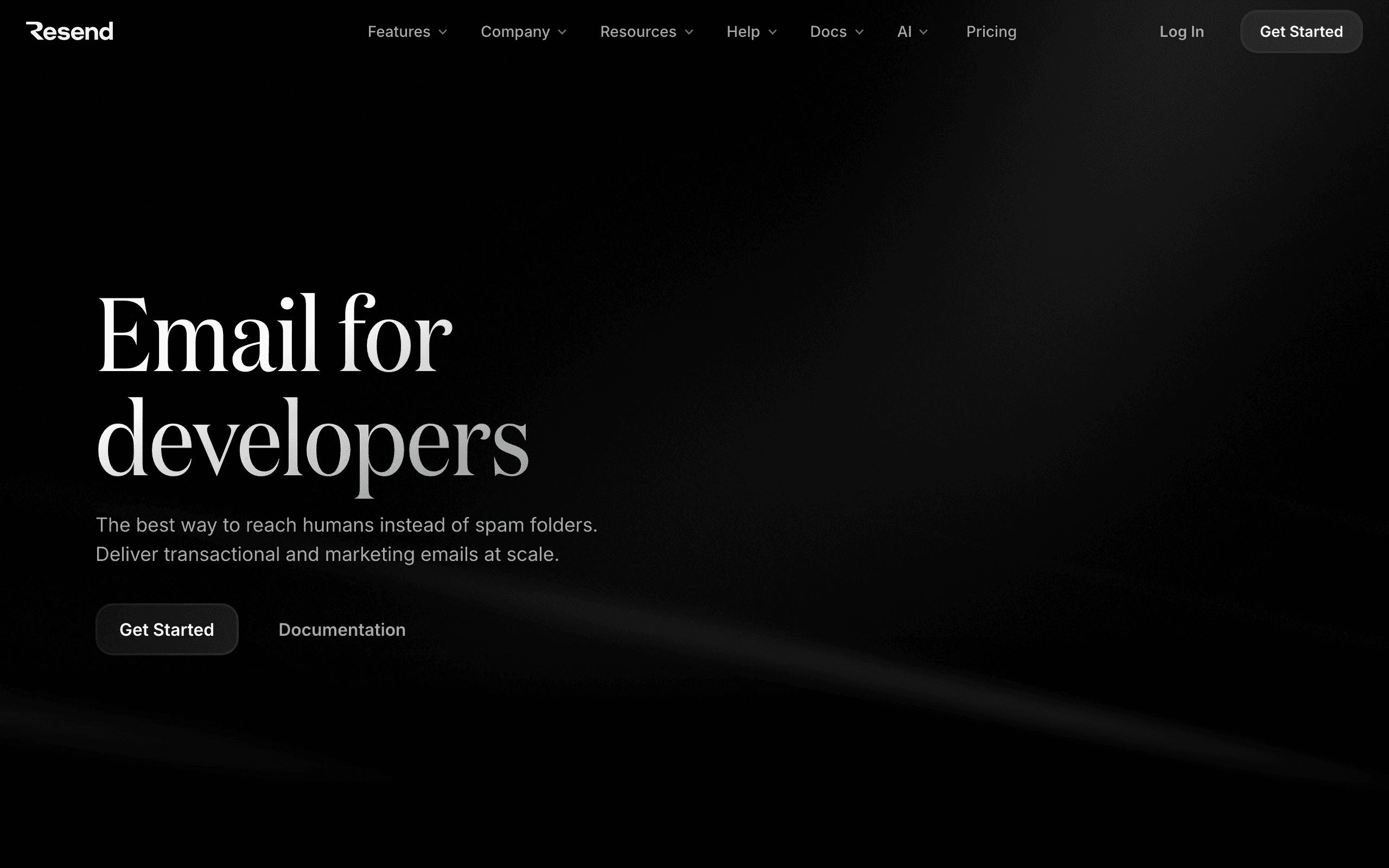 Resend landing page screenshot