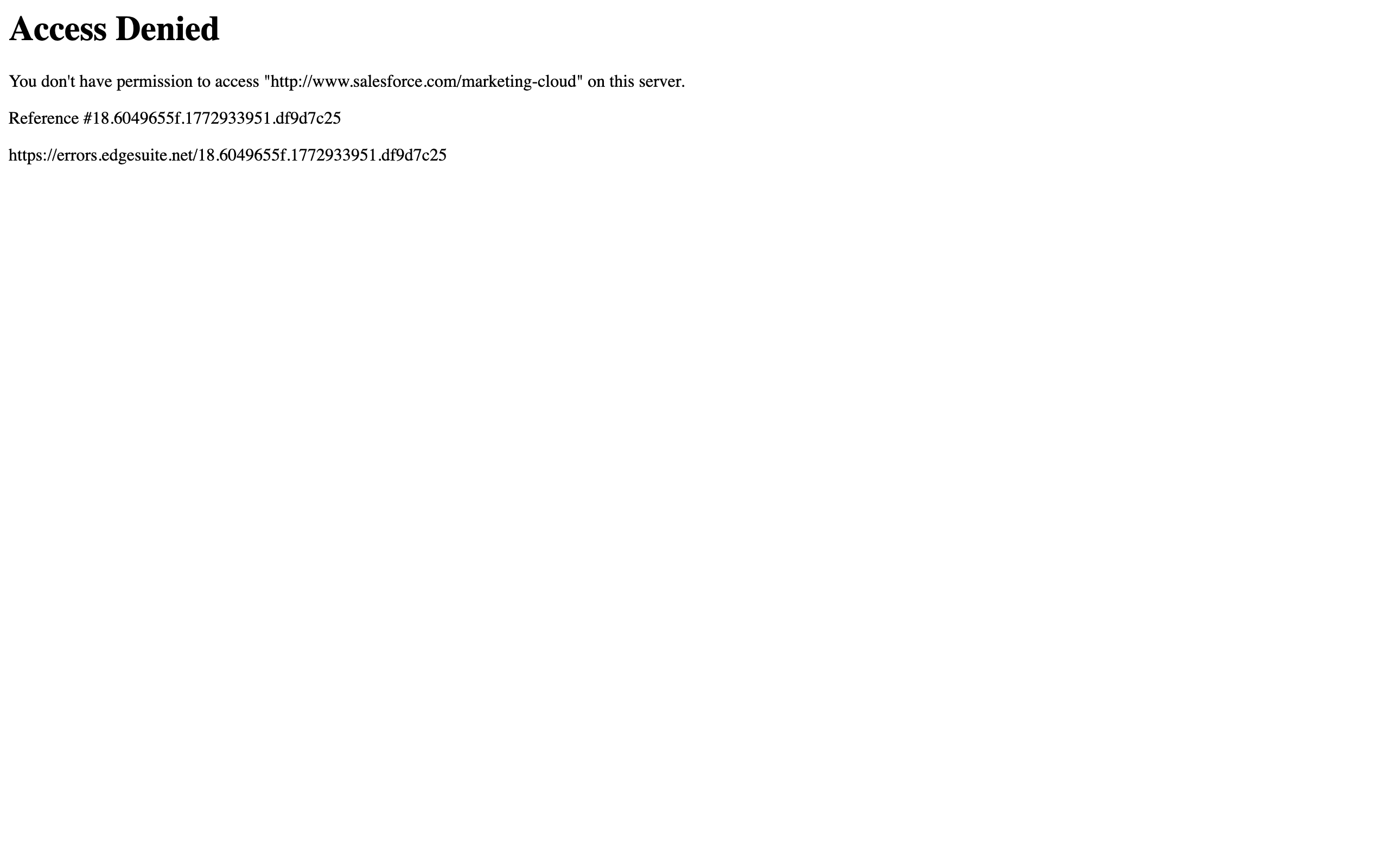 Salesforce Marketing Cloud landing page screenshot