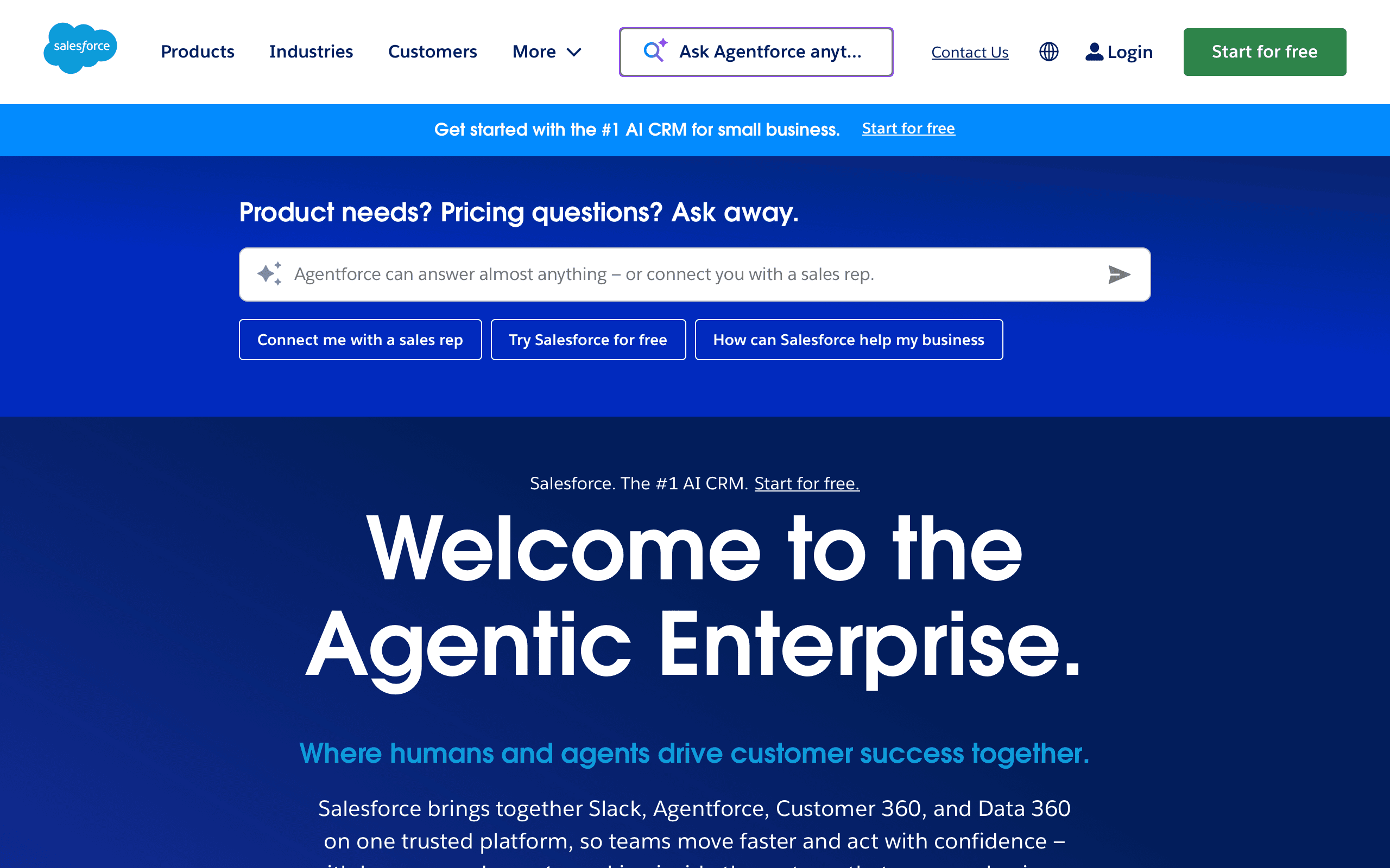 Salesforce landing page screenshot
