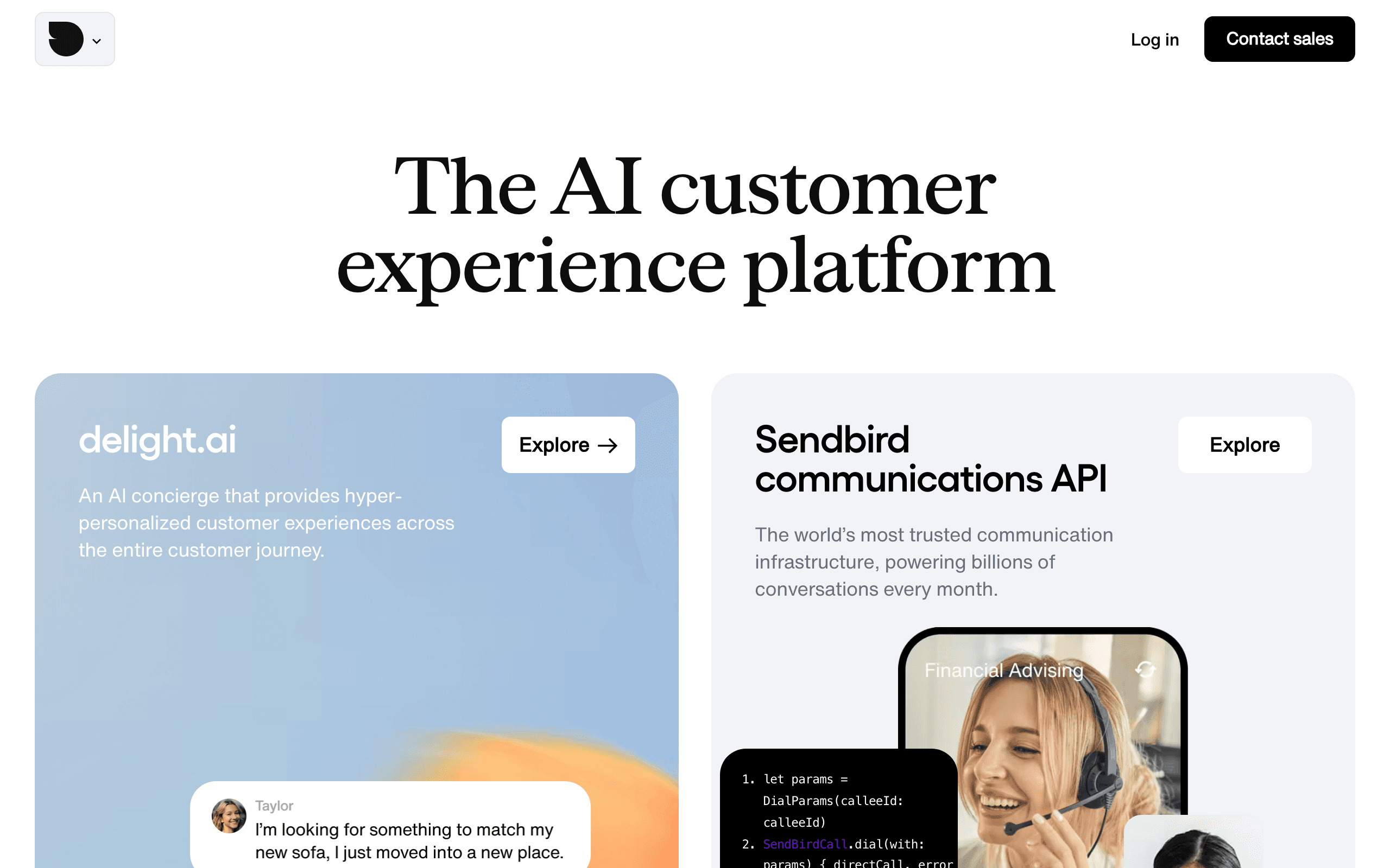 Sendbird landing page screenshot