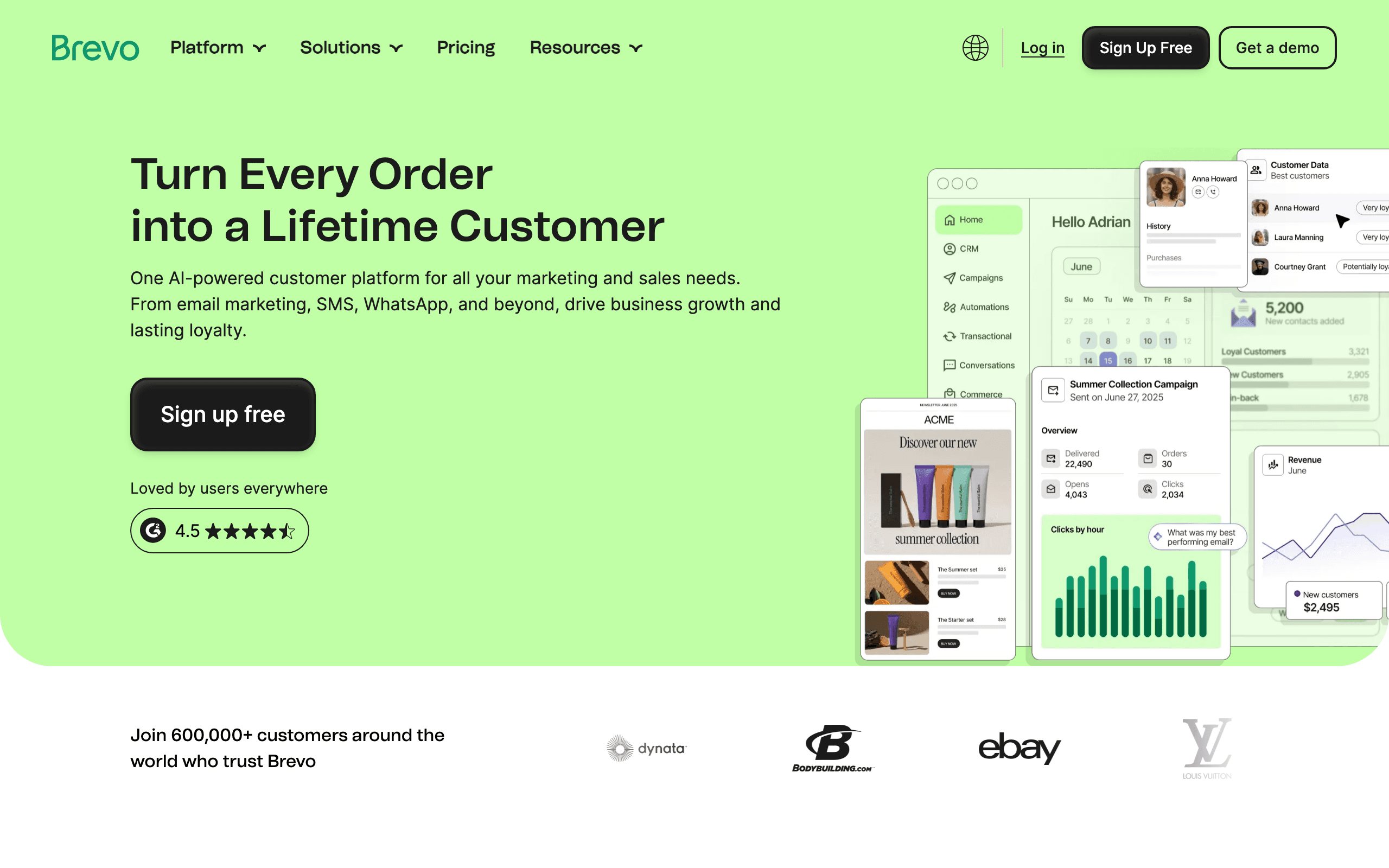 Sendinblue landing page screenshot