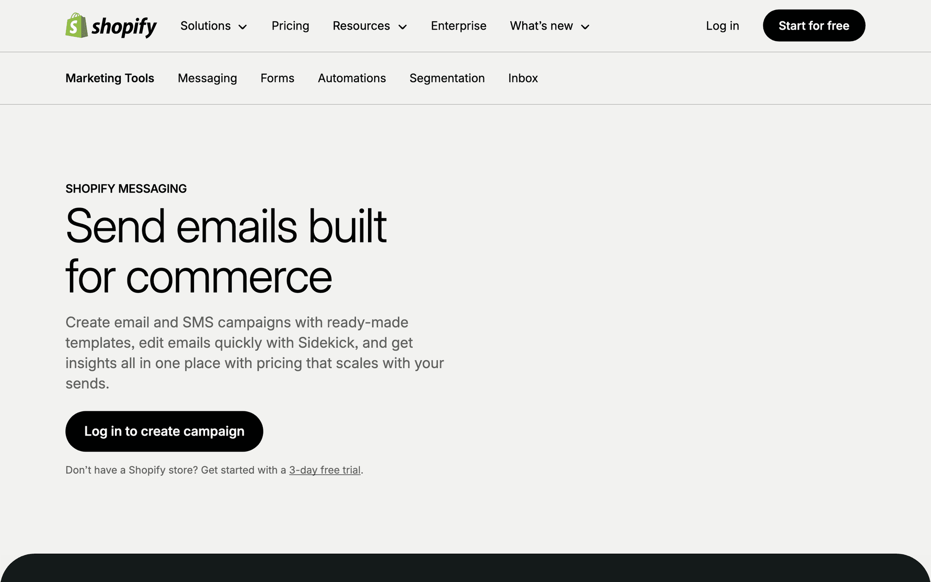 Shopify Email dashboard screenshot