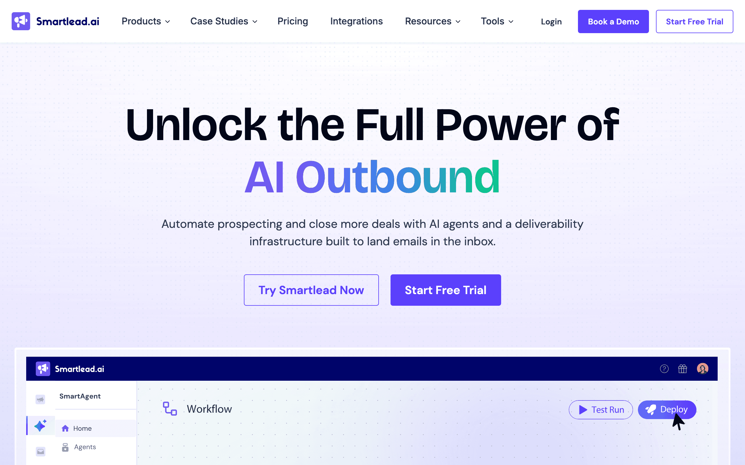 Smartlead landing page screenshot