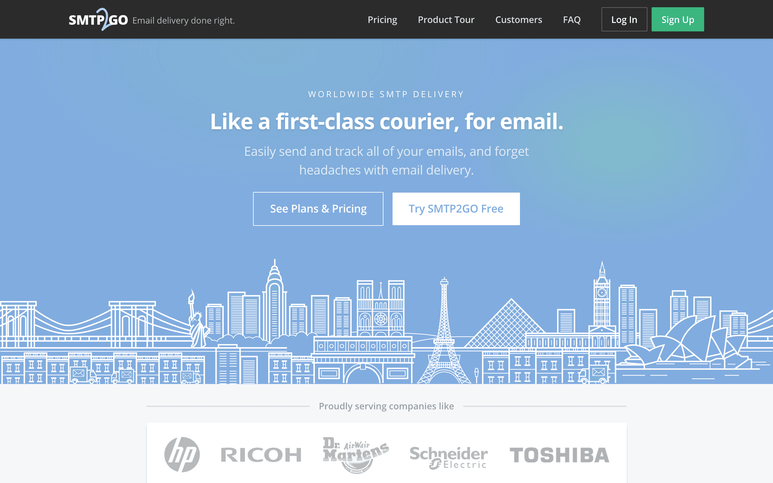 SMTP2GO landing page screenshot