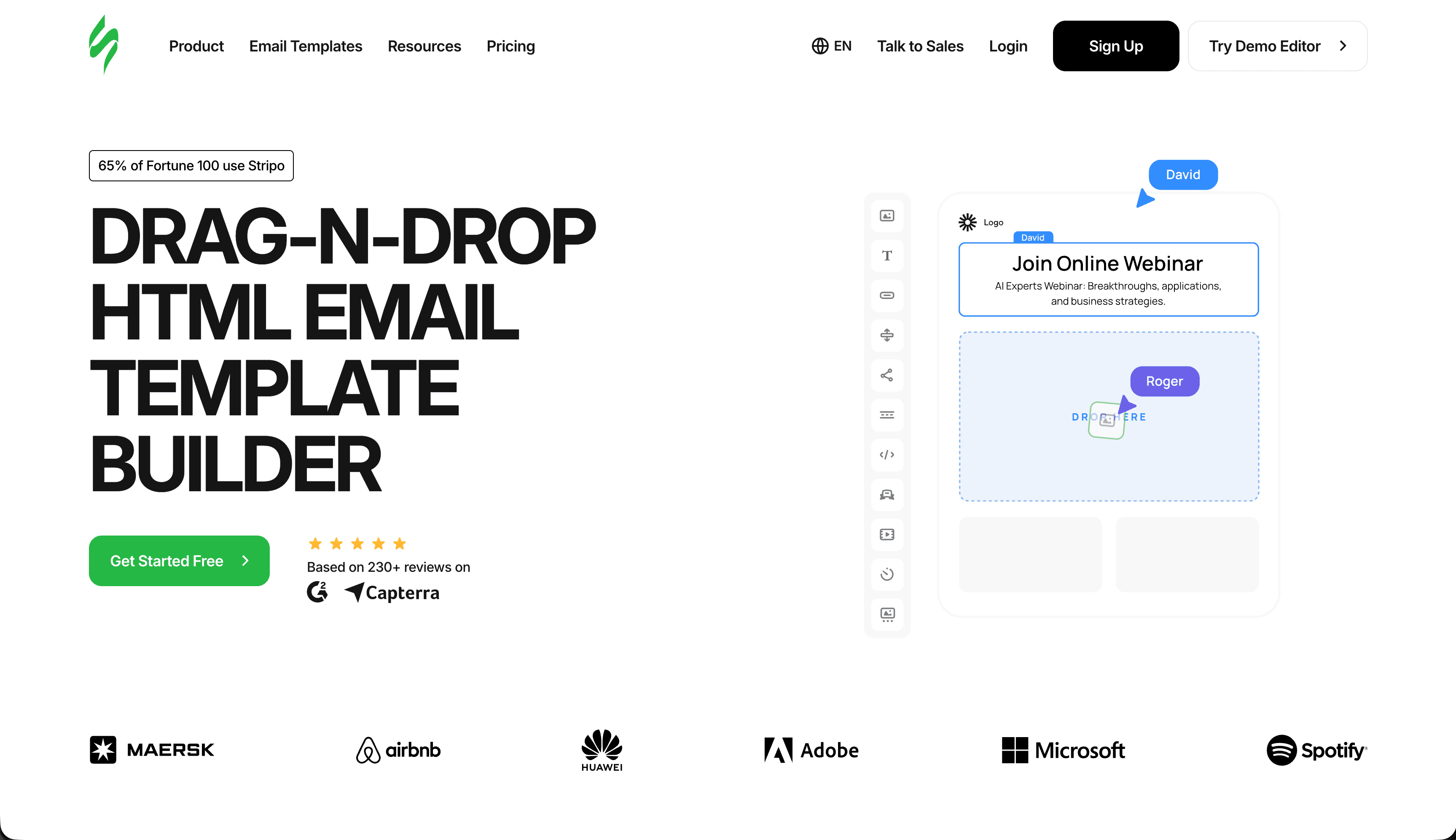 Stripo landing page screenshot