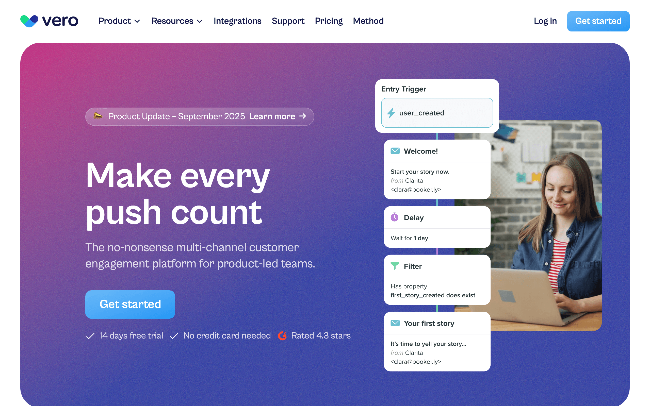 Vero landing page screenshot