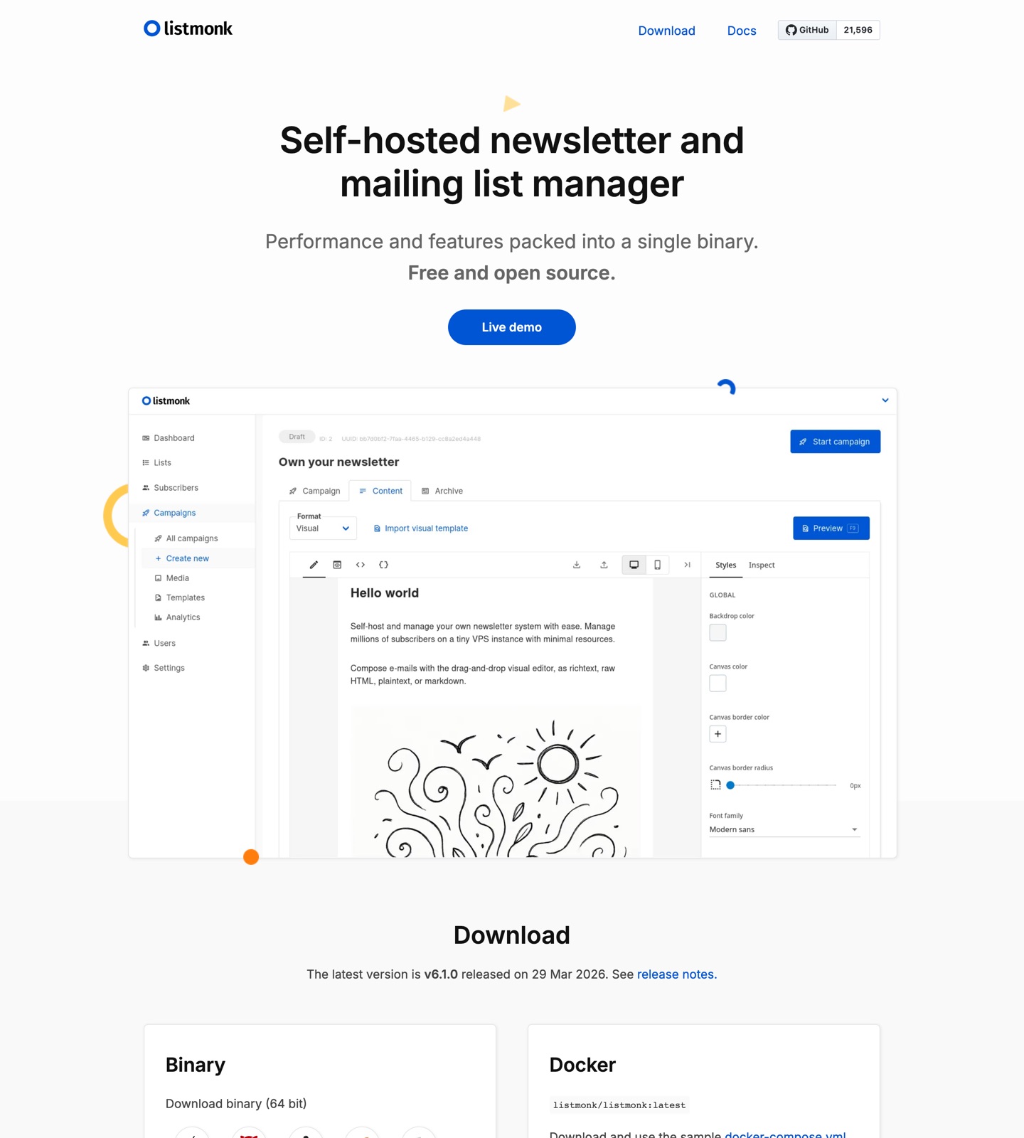 listmonk pricing page
