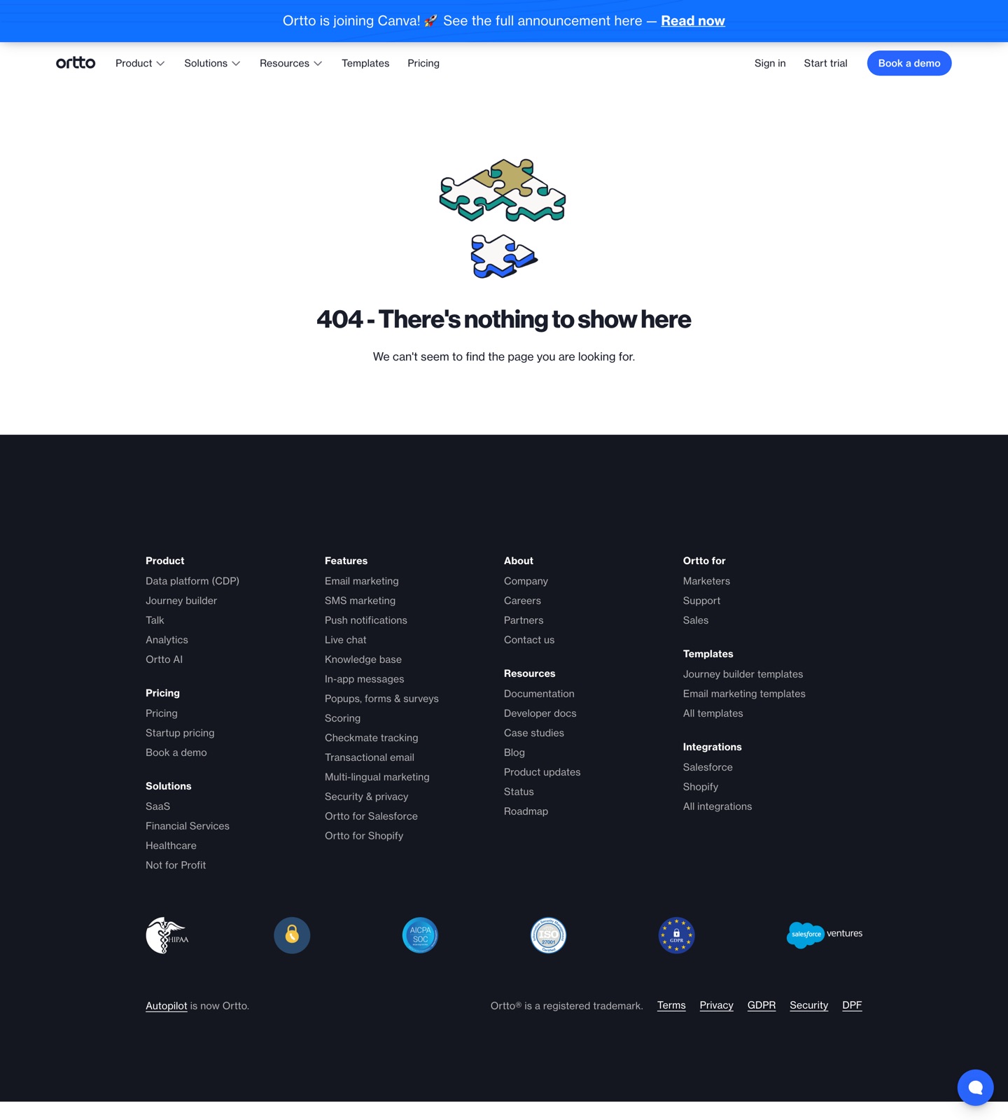 Ortto pricing page